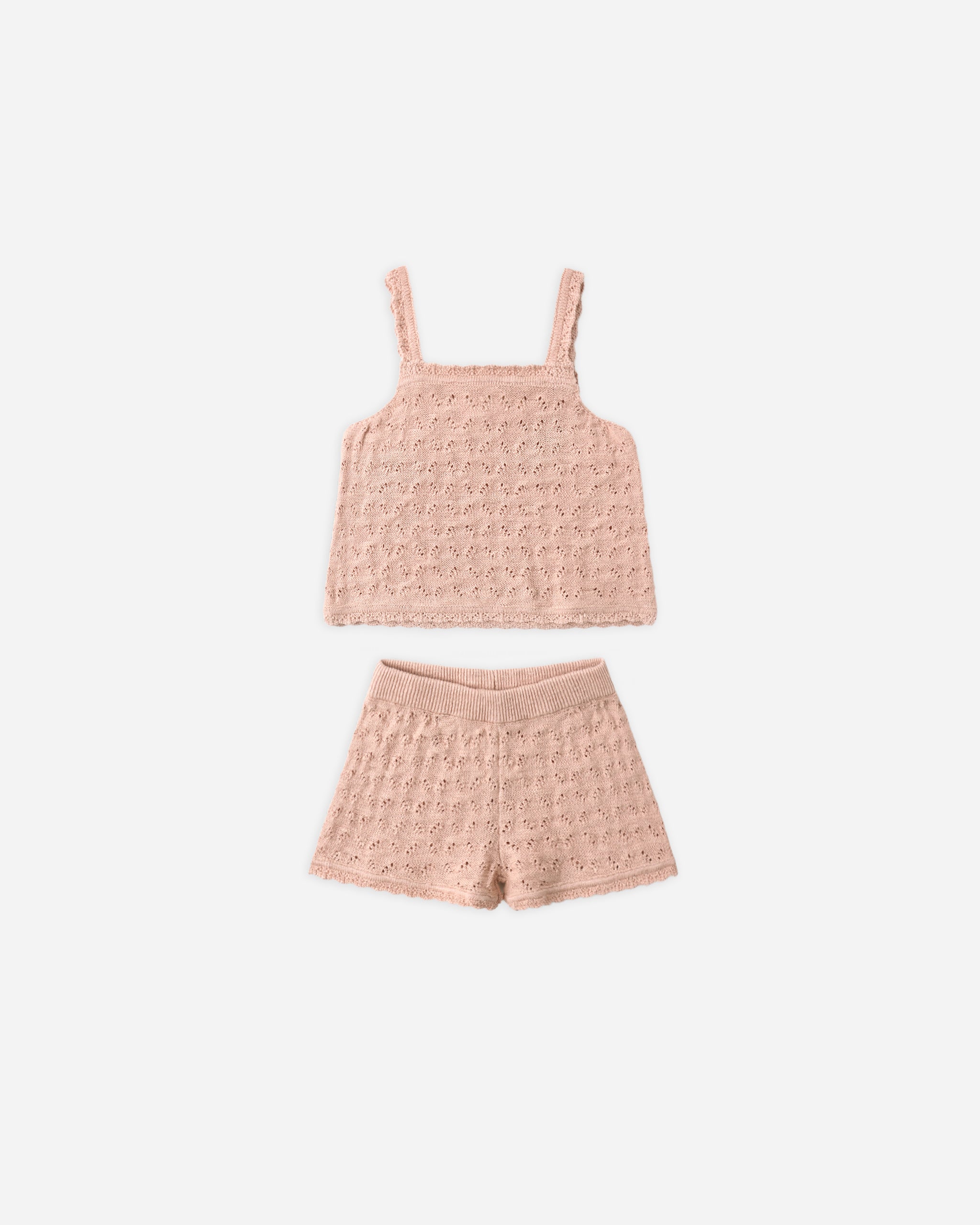 Pointelle Knit Tank + Short Set Melon - Rylee + Cru | Kids Clothes | Trendy Baby Clothes | Modern Infant Outfits |