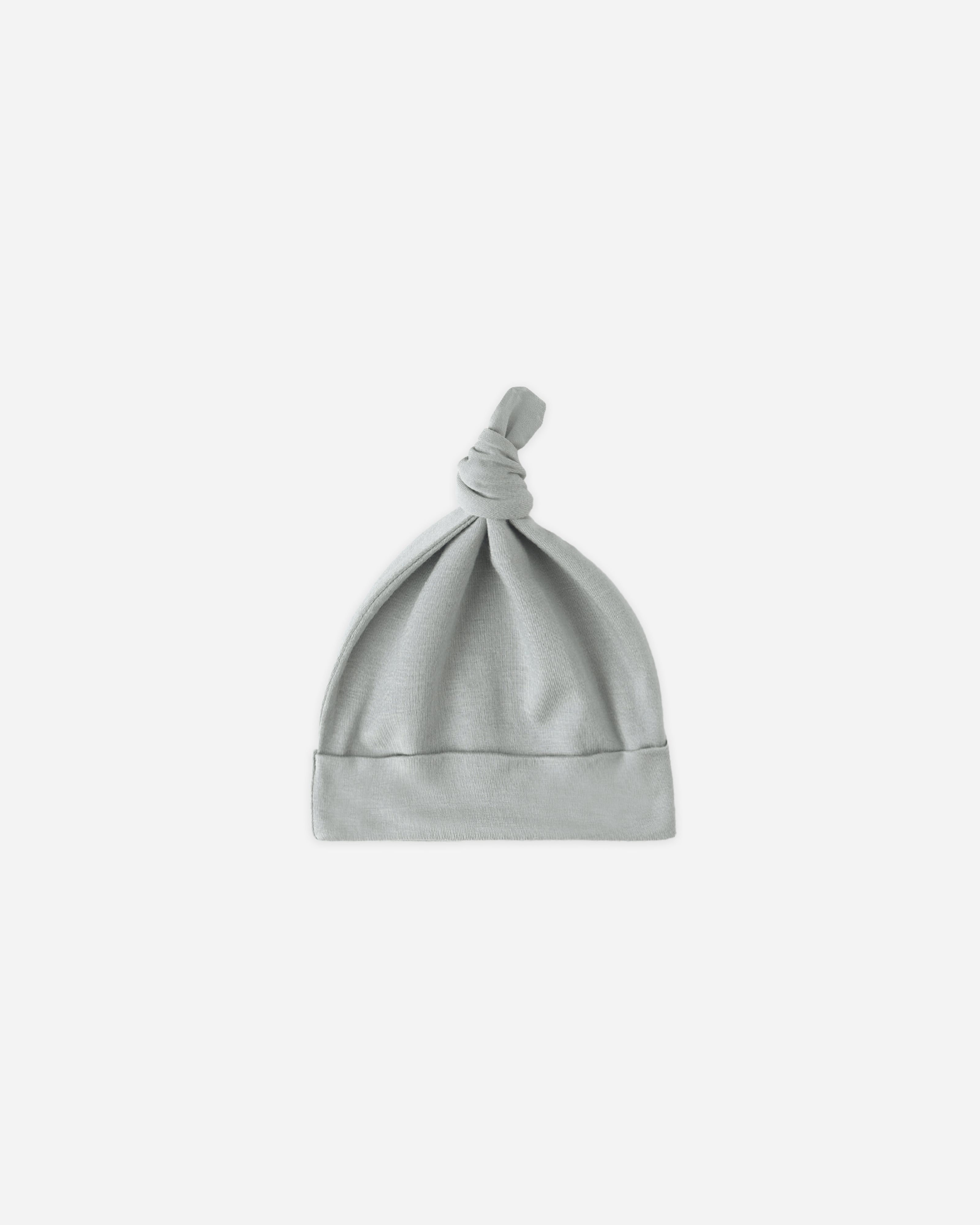 Bonnet bébé noué en bambou || Bleu acier