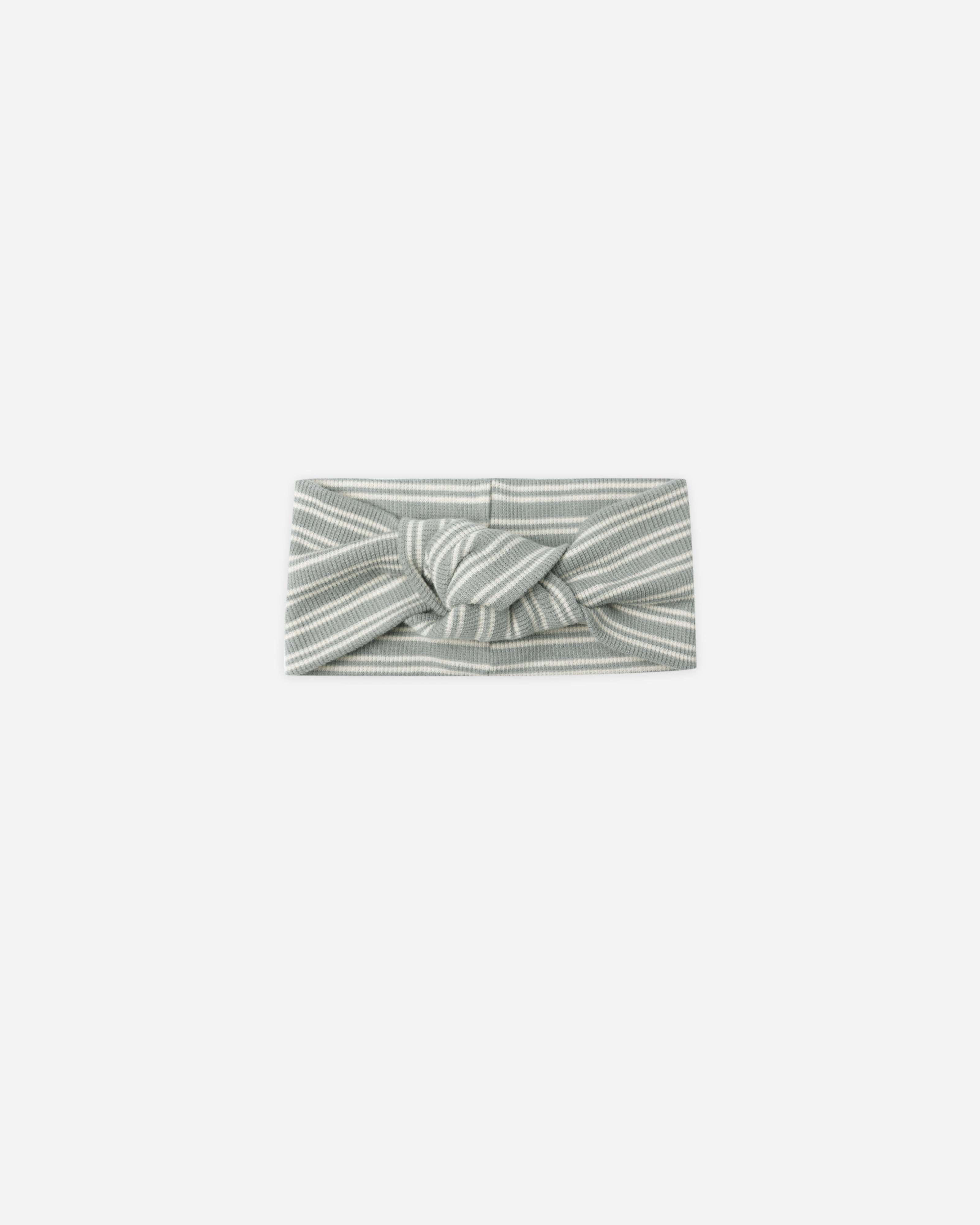 Bandeau côtelé noué || Micro-rayures bleu acier