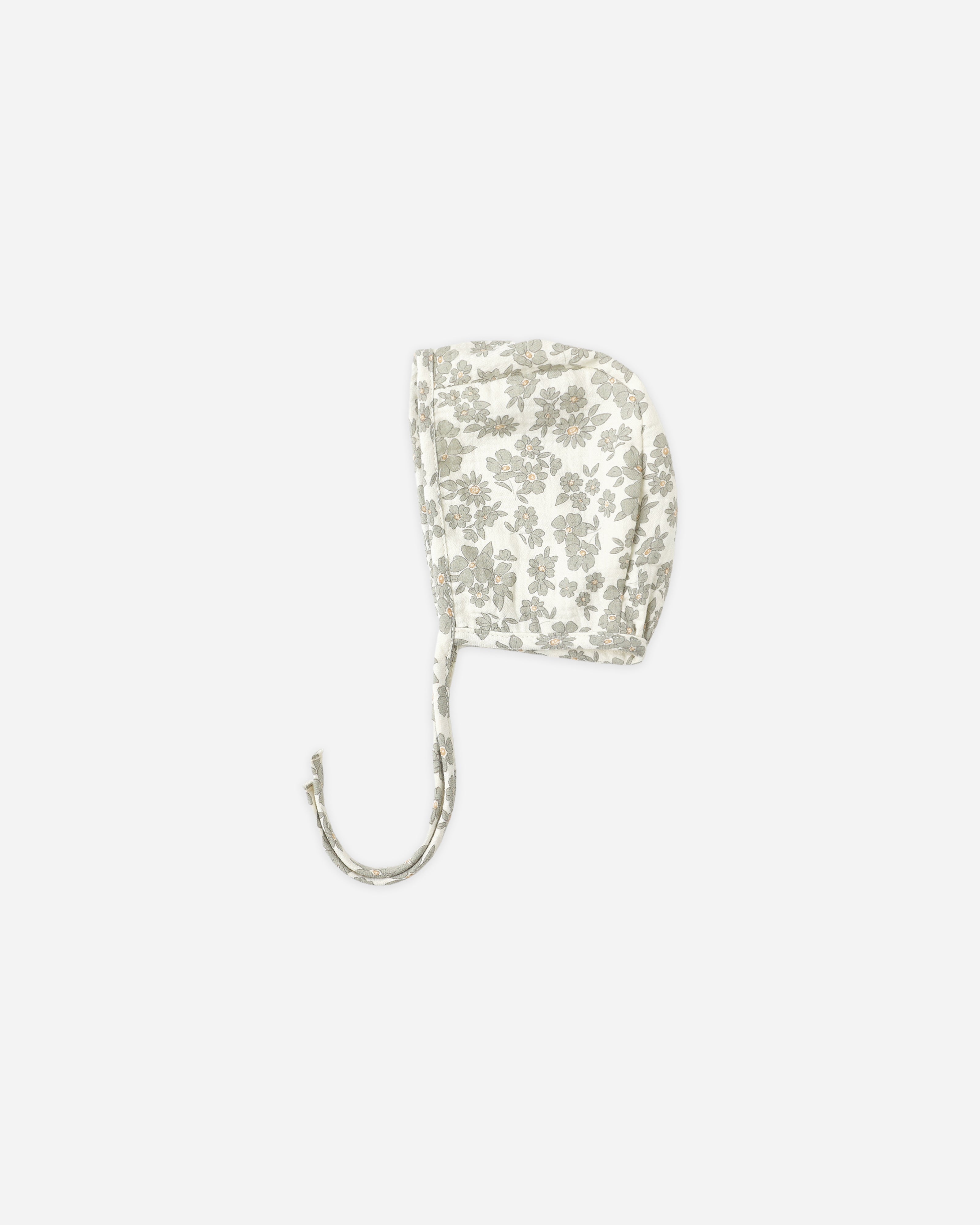 Bonnet bébé tissé || Motif floral vert