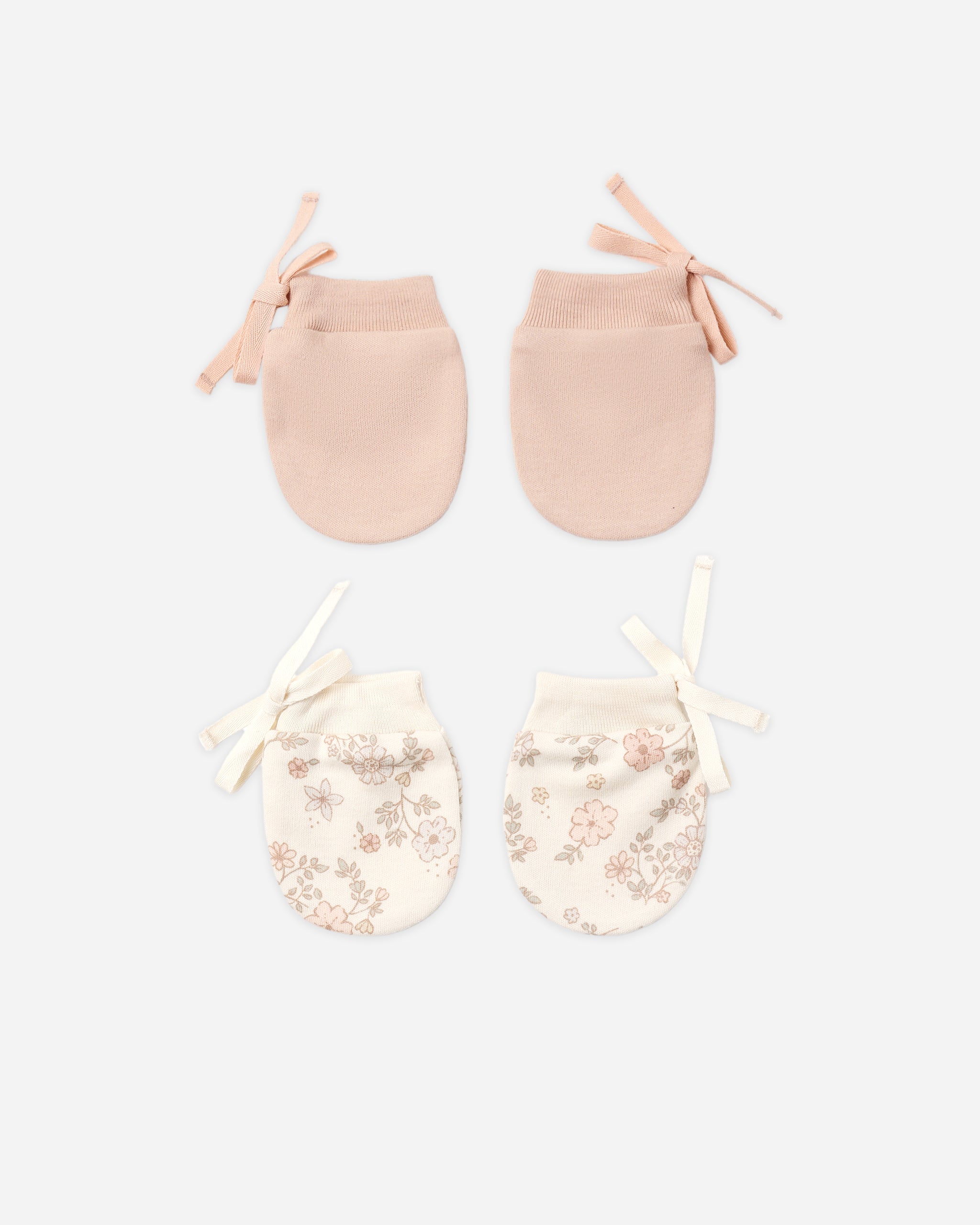 No Scratch Mittens, Set Of 2 Floral Vine, Dusty Rose - Rylee + Cru | Kids Clothes | Trendy Baby Clothes | Modern Infant Outfits |