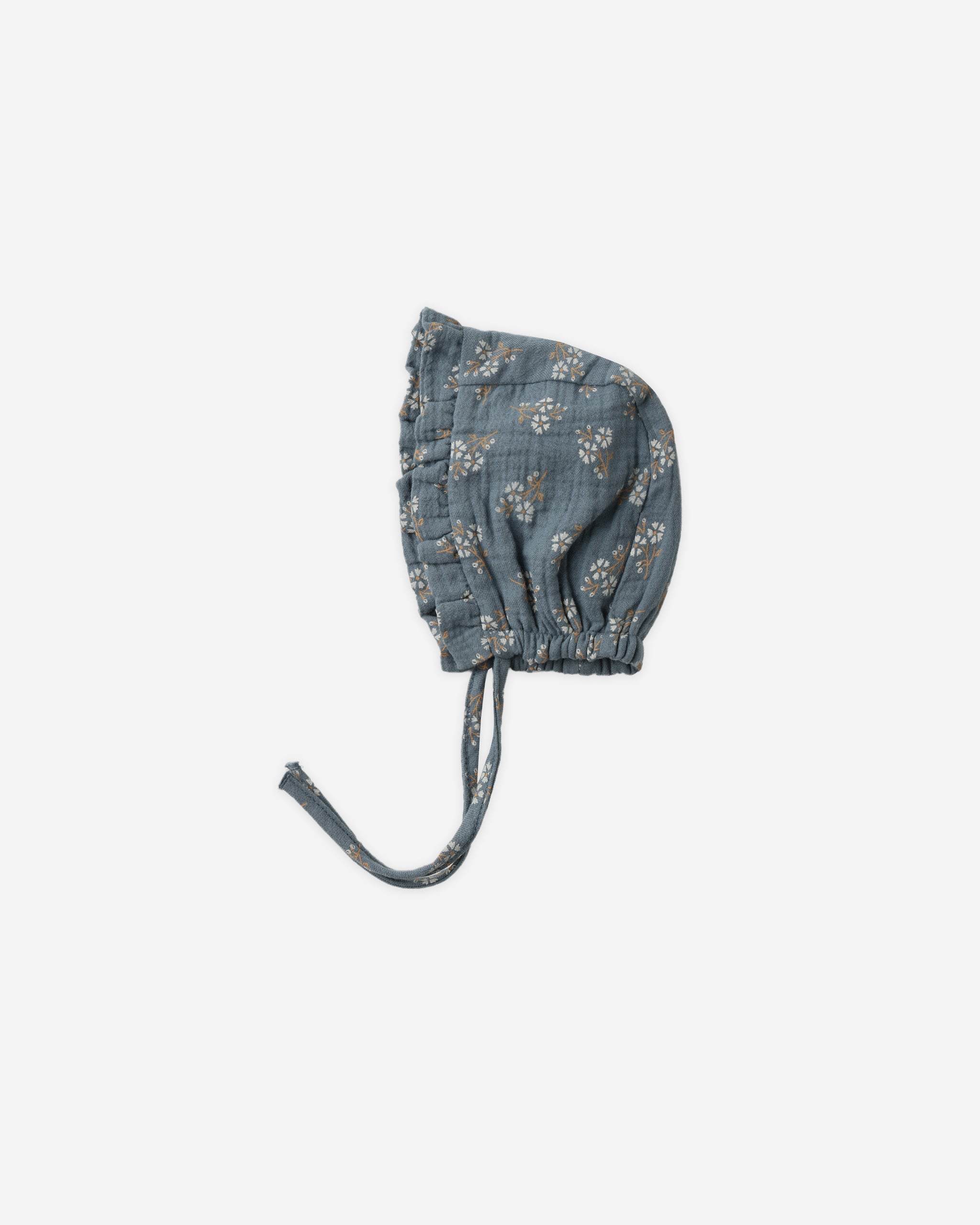 Woven Ruffle Bonnet || Blue Ditsy