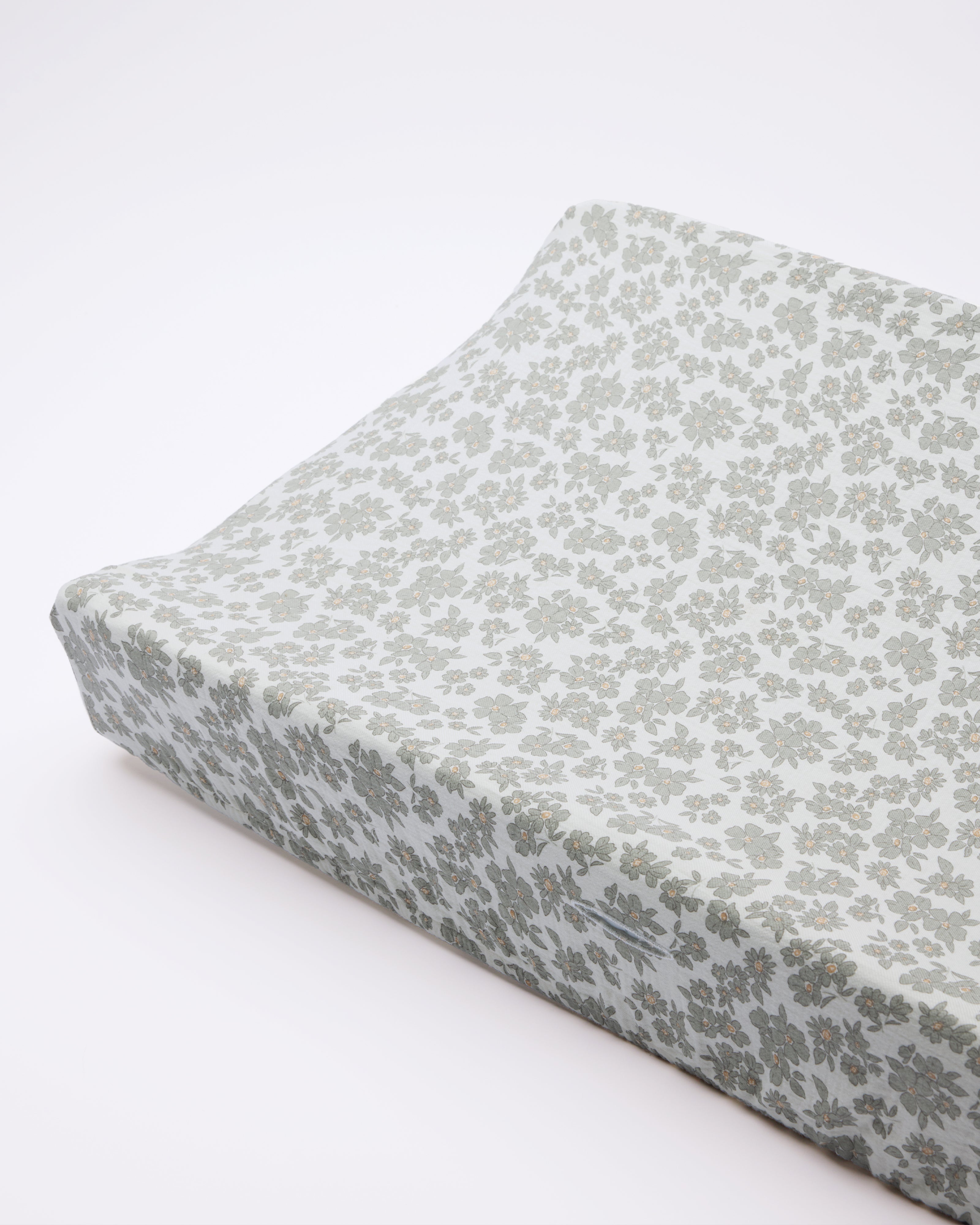 Housse de matelas à langer || Motif floral vert