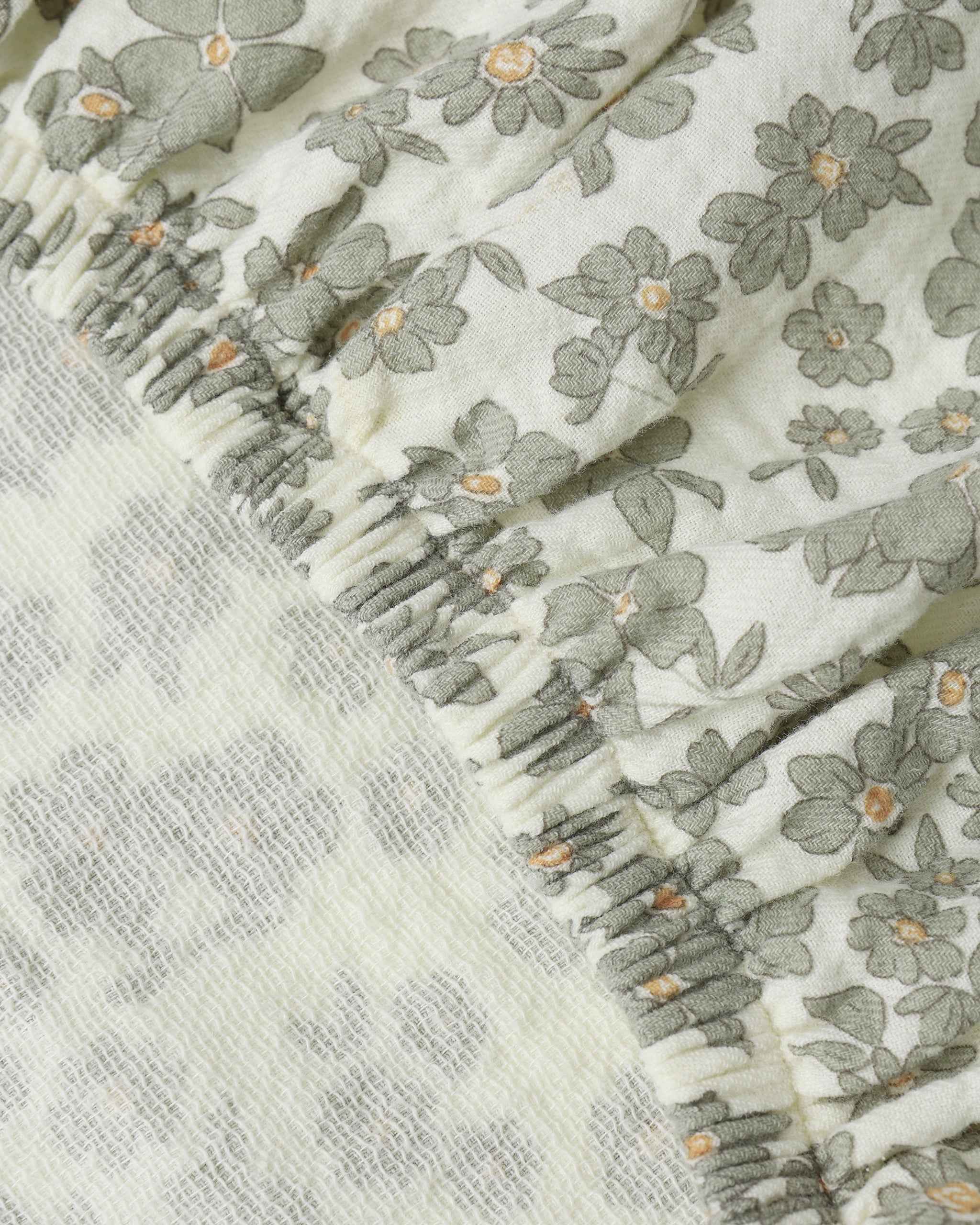 Housse de matelas à langer || Motif floral vert