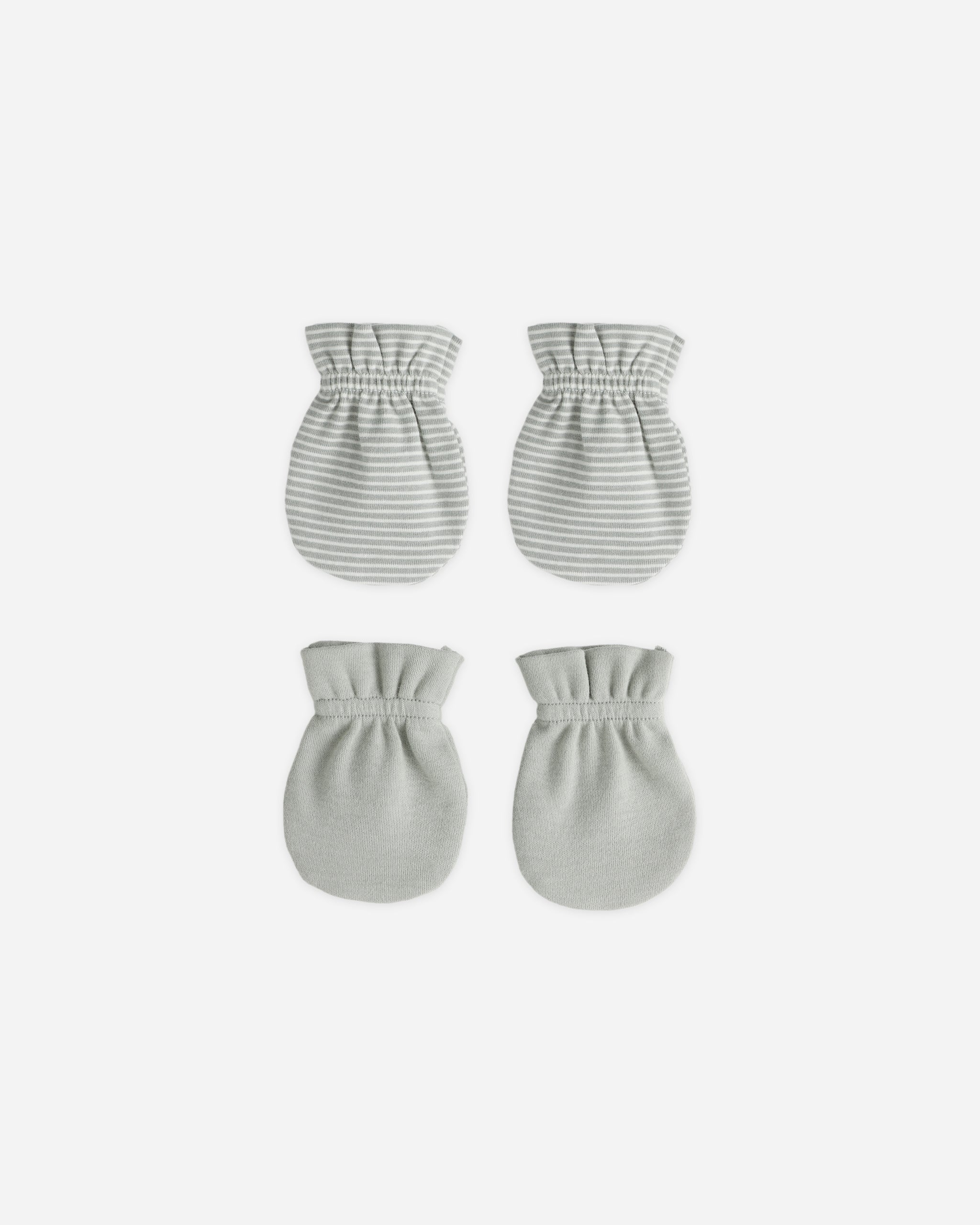 No Scratch Mittens Set Sage Micro Stripe, Sage - Rylee + Cru | Kids Clothes | Trendy Baby Clothes | Modern Infant Outfits |