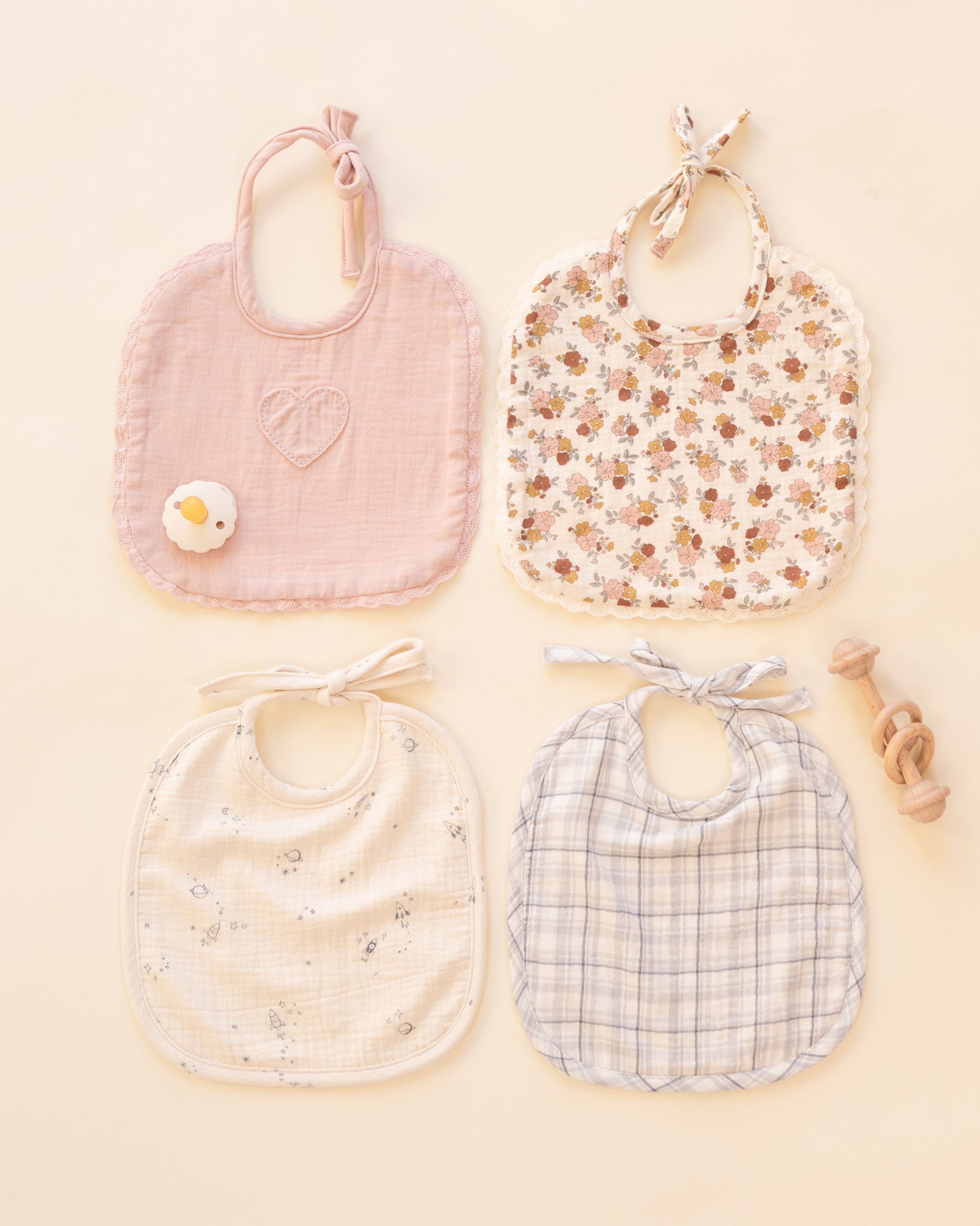 Woven Tie Bib Blush - Rylee + Cru | Kids Clothes | Trendy Baby Clothes | Modern Infant Outfits |