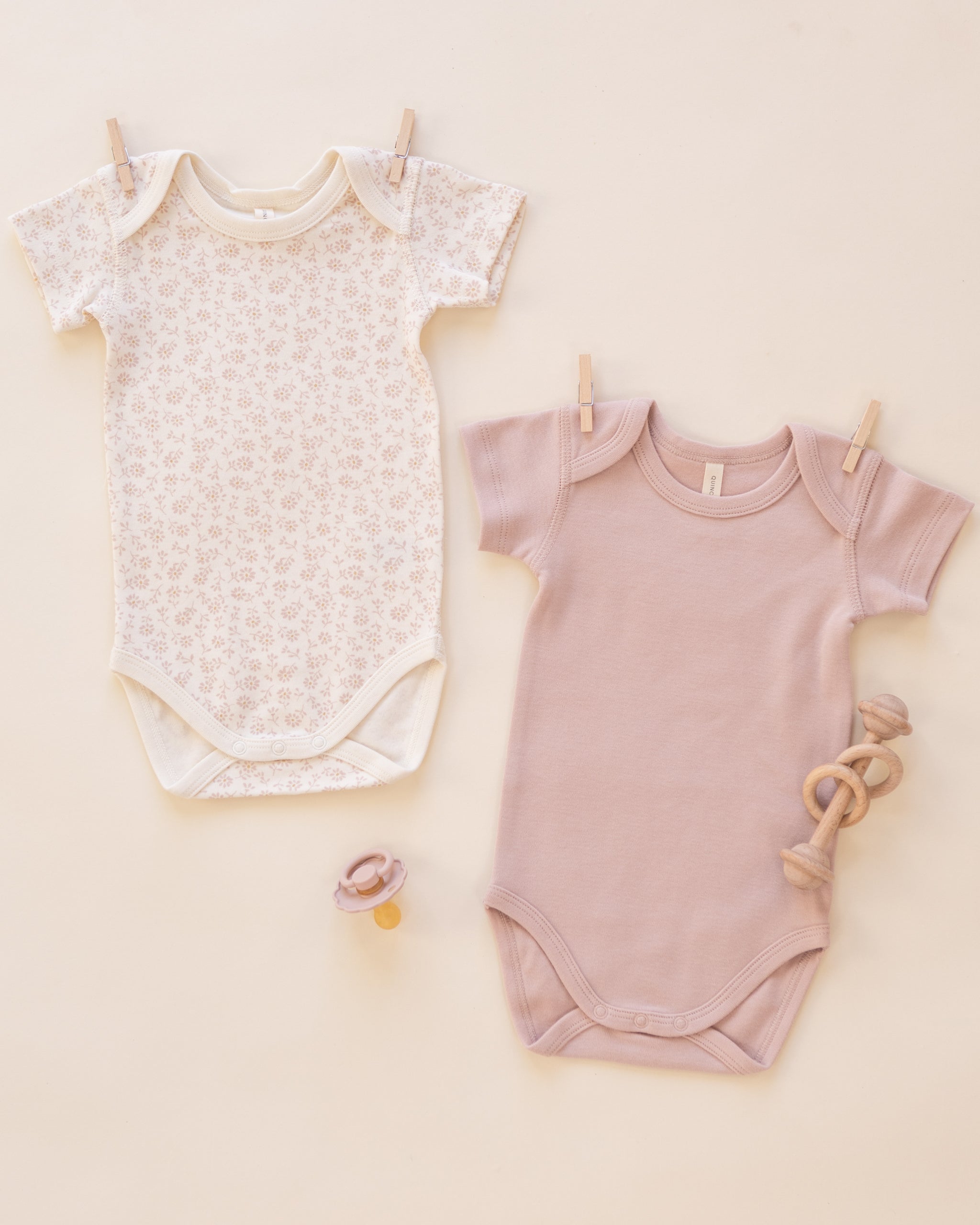 Short Sleeve Bodysuit Pack Ditsy, Blush - Rylee + Cru | Kids Clothes | Trendy Baby Clothes | Modern Infant Outfits |