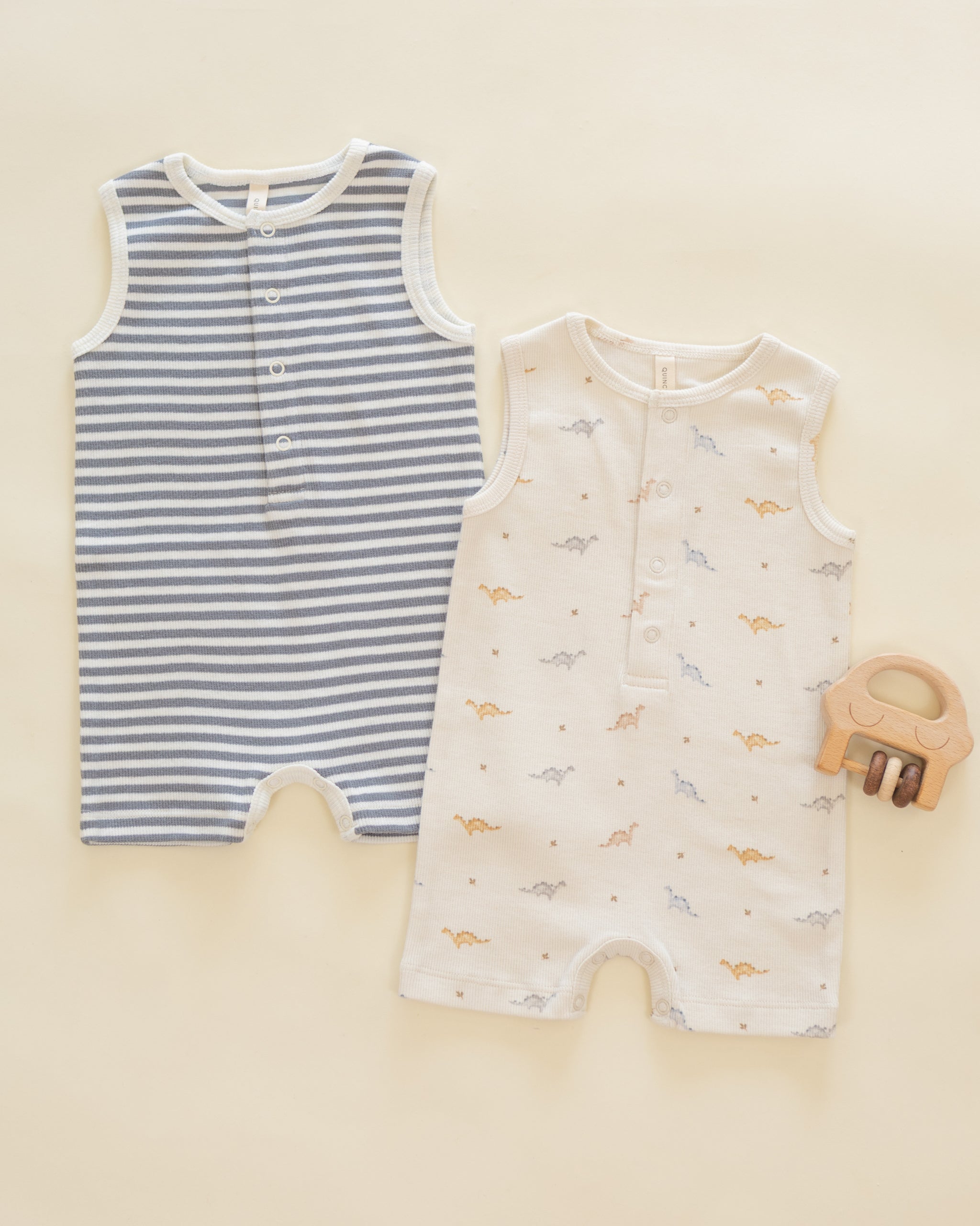 Ribbed Henley Romper Ocean Stripe - Rylee + Cru | Kids Clothes | Trendy Baby Clothes | Modern Infant Outfits |