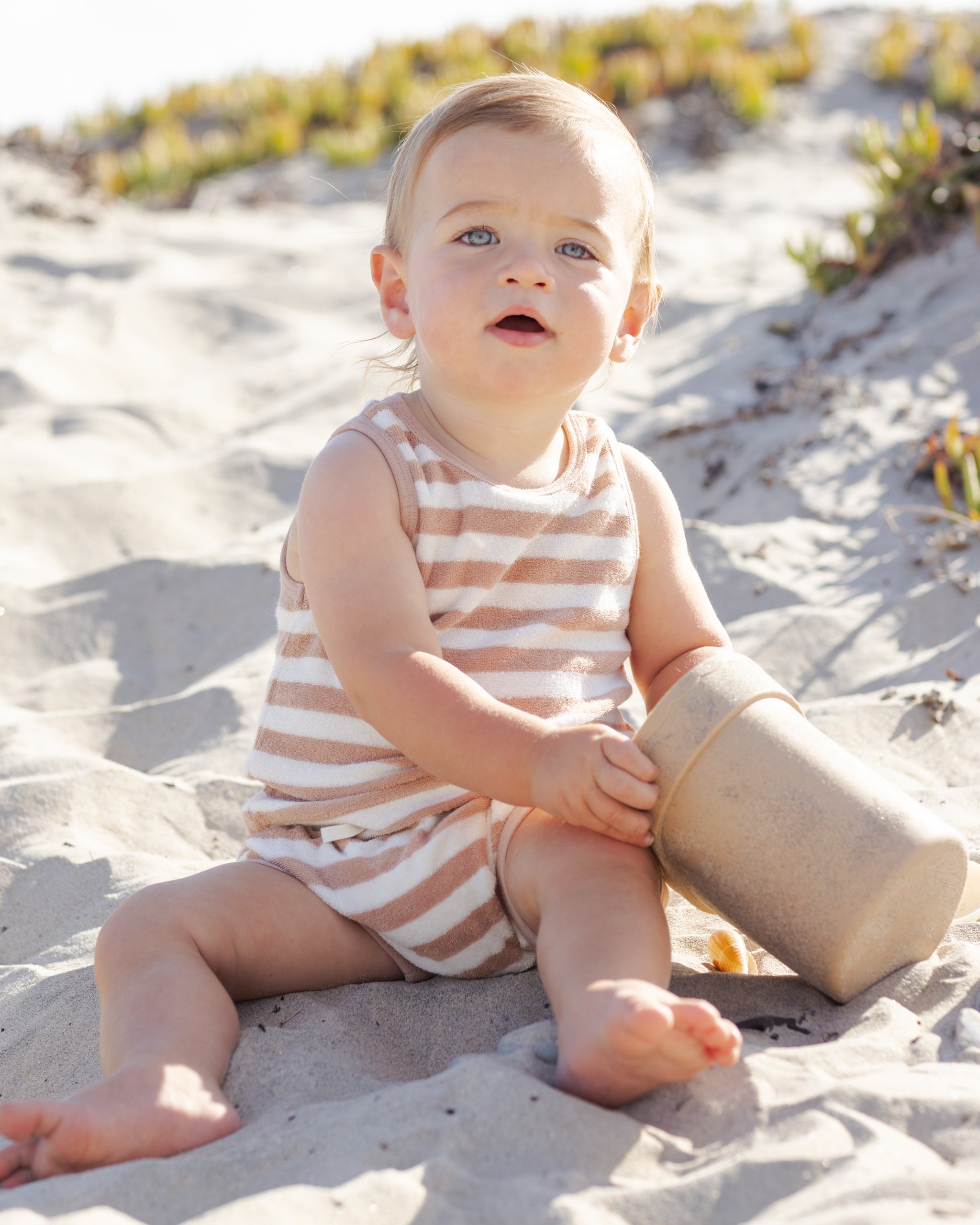 Terry Tank + Short Set Latte Stripe - Rylee + Cru | Kids Clothes | Trendy Baby Clothes | Modern Infant Outfits |