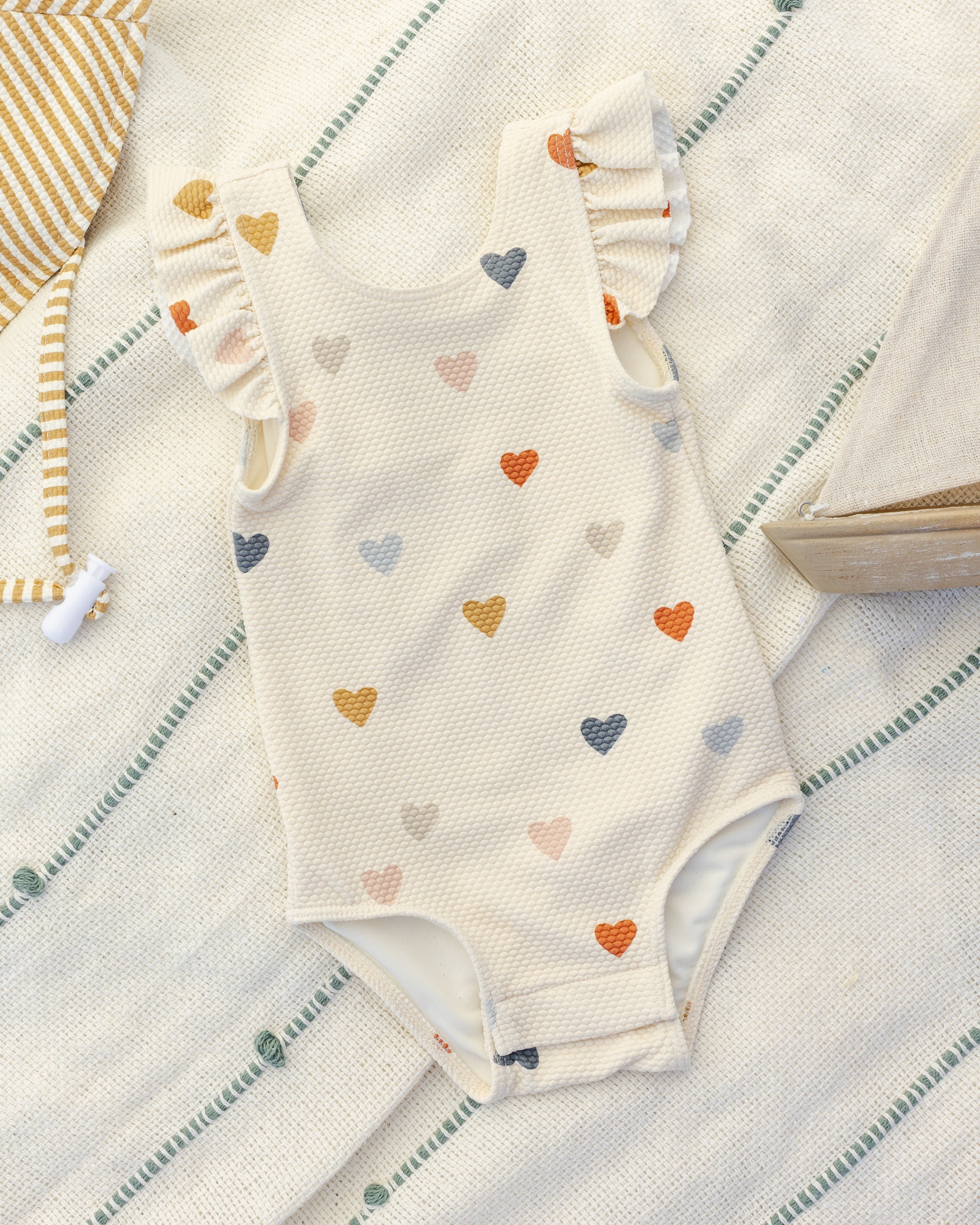 Scoop Back One-Piece Swimsuit Confetti Hearts - Rylee + Cru | Kids Clothes | Trendy Baby Clothes | Modern Infant Outfits |