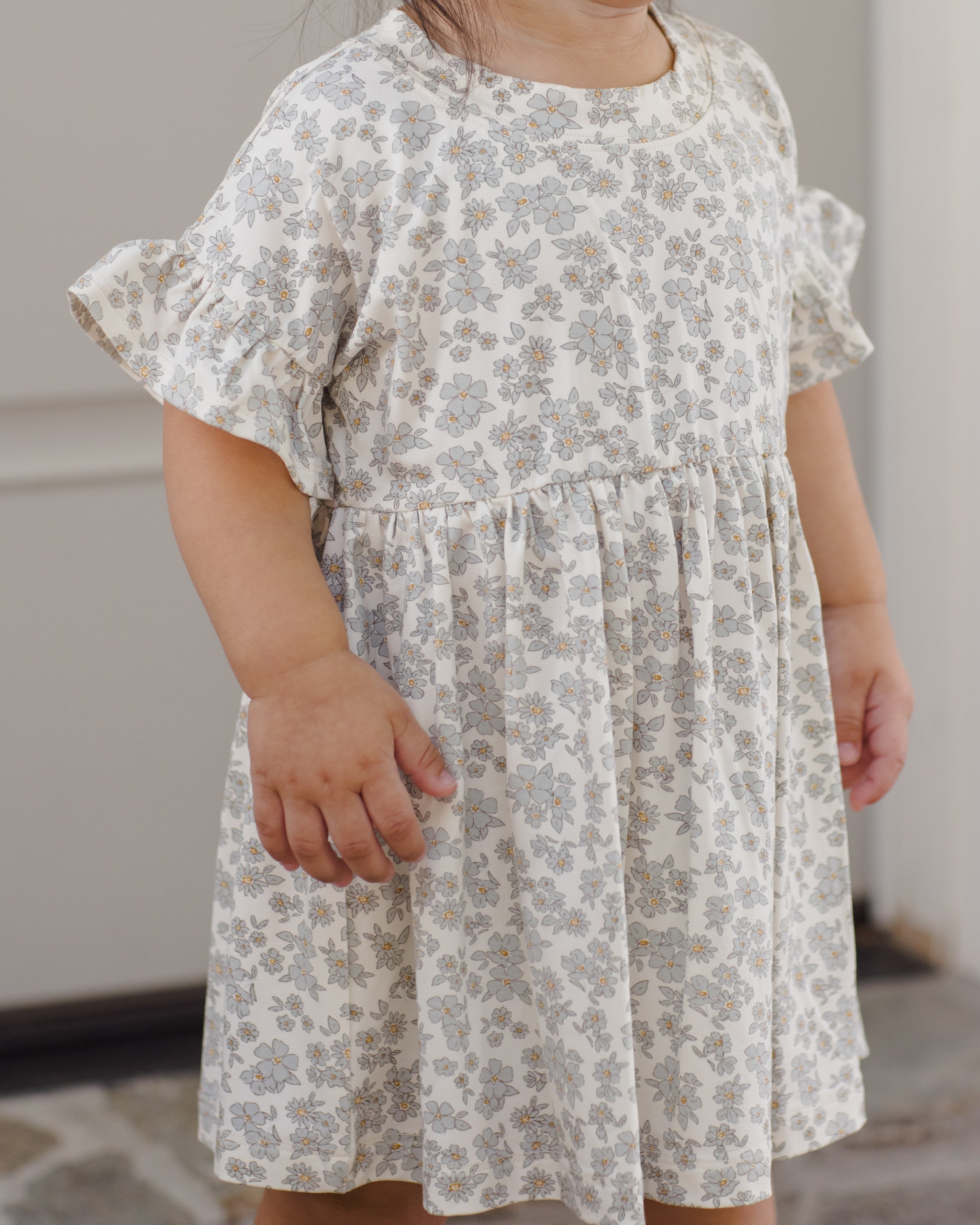 Bamboo Babydoll Dress Blue Floral - Rylee + Cru | Kids Clothes | Trendy Baby Clothes | Modern Infant Outfits |