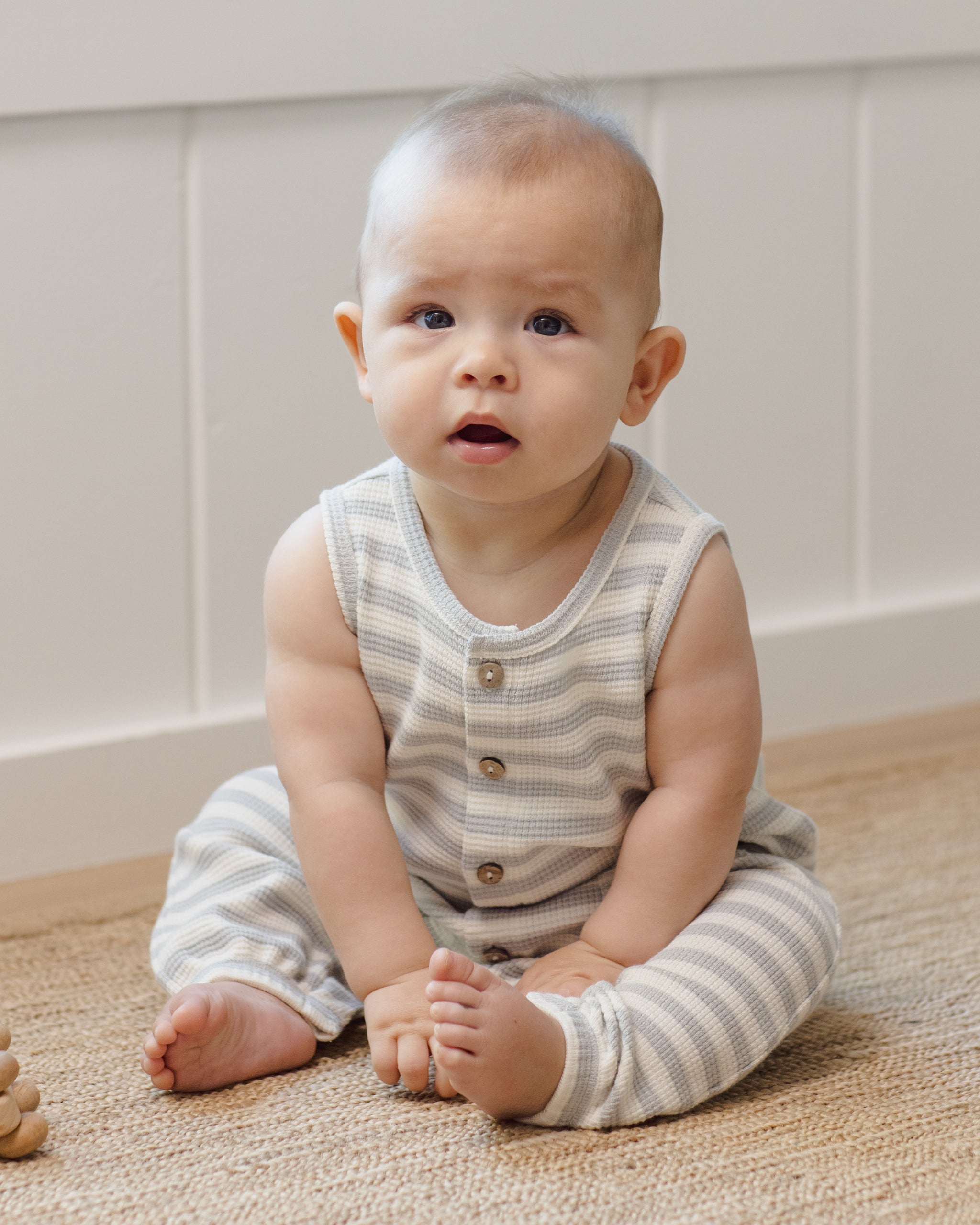 Waffle Jumpsuit Sky Stripe - Rylee + Cru | Kids Clothes | Trendy Baby Clothes | Modern Infant Outfits |