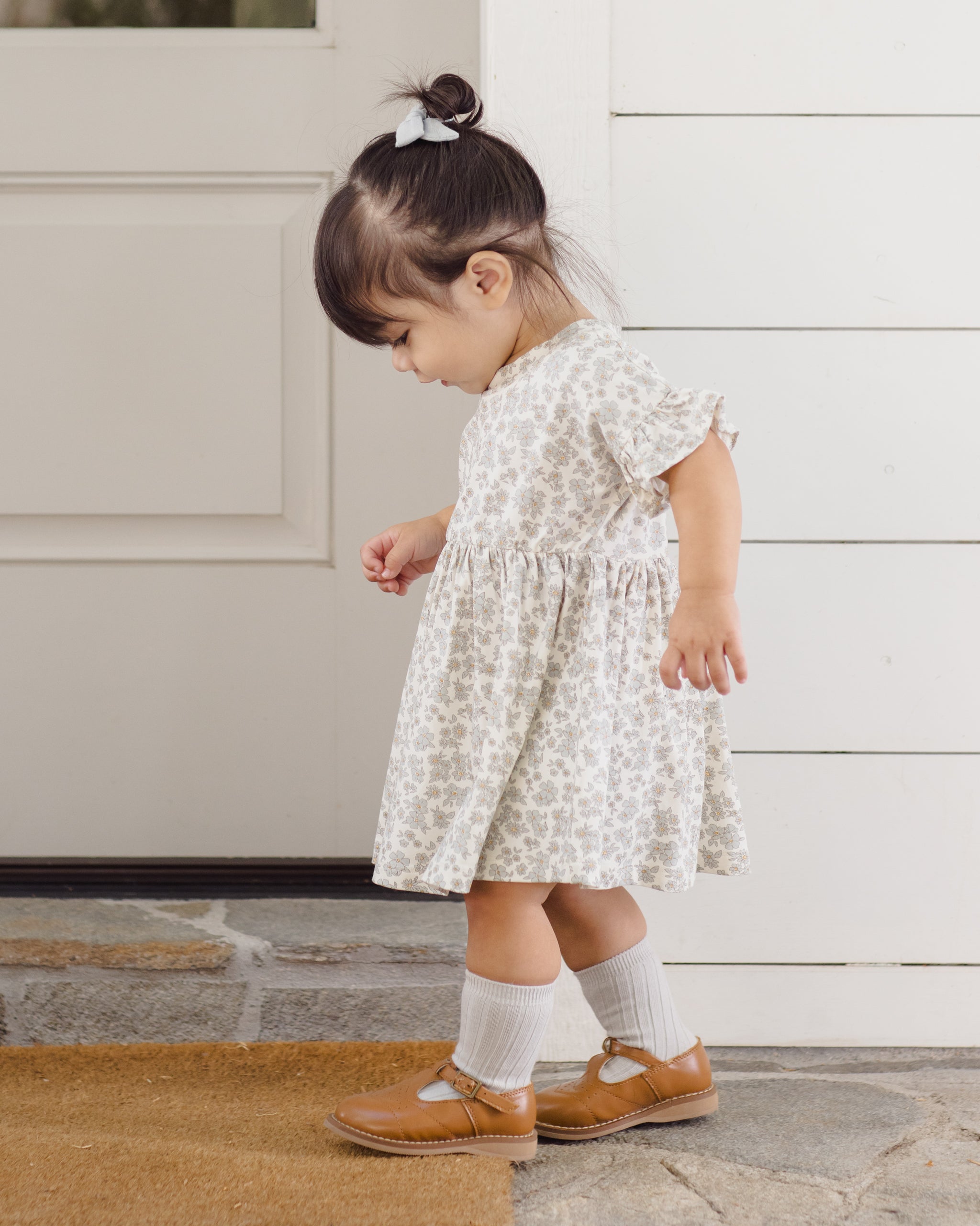 Bamboo Babydoll Dress Blue Floral - Rylee + Cru | Kids Clothes | Trendy Baby Clothes | Modern Infant Outfits |