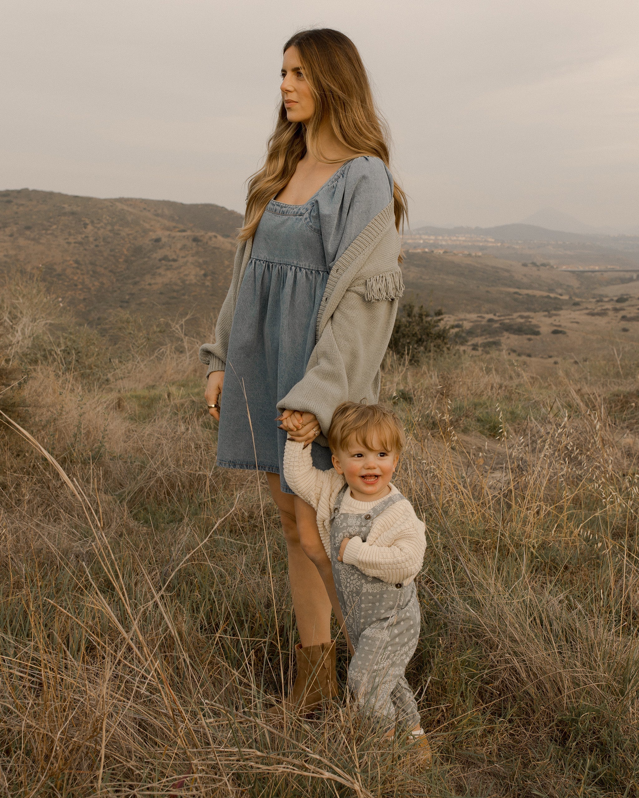 Gretta Babydoll Dress | Light Washed Denim