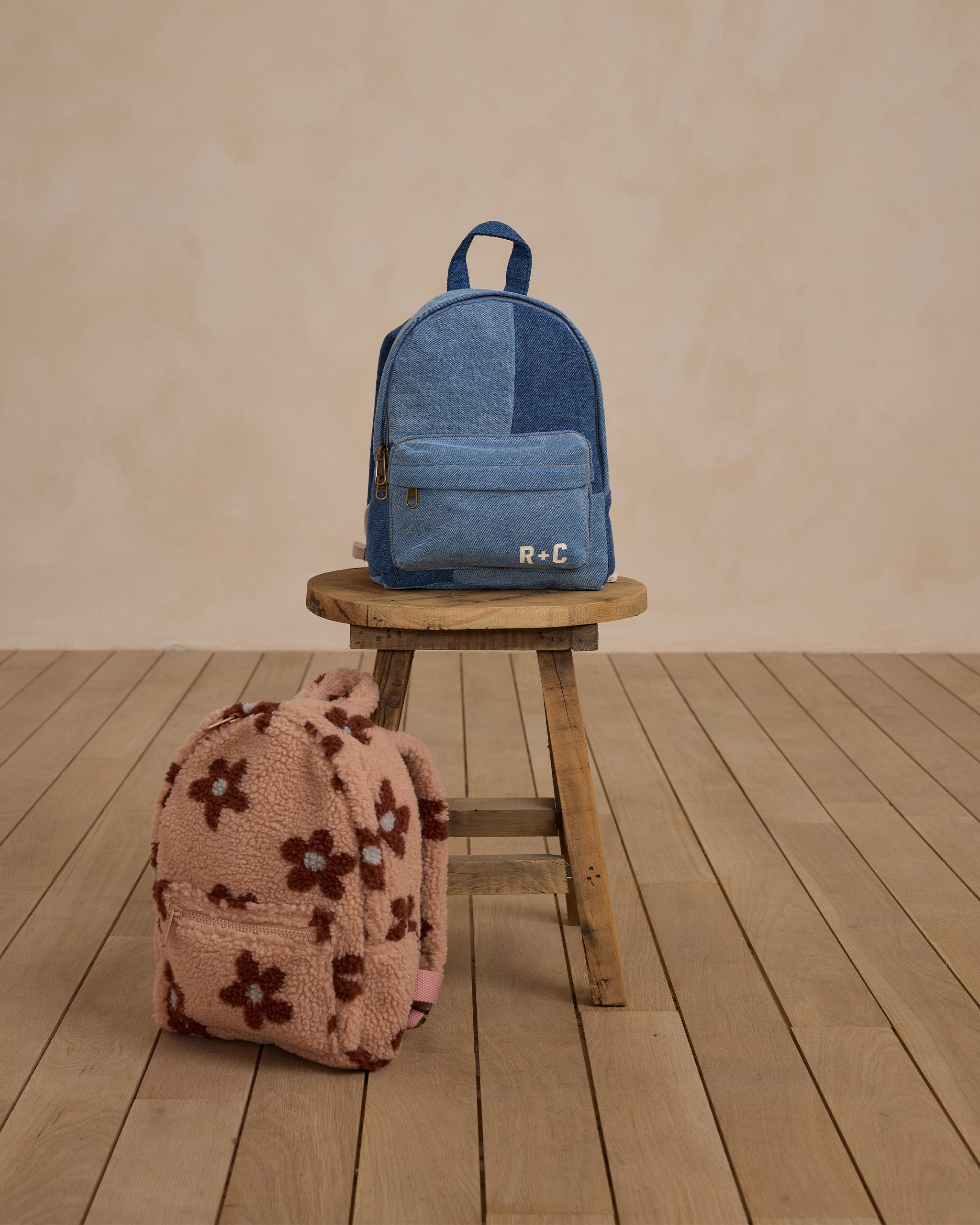 Mini Backpack || Patchwork Denim