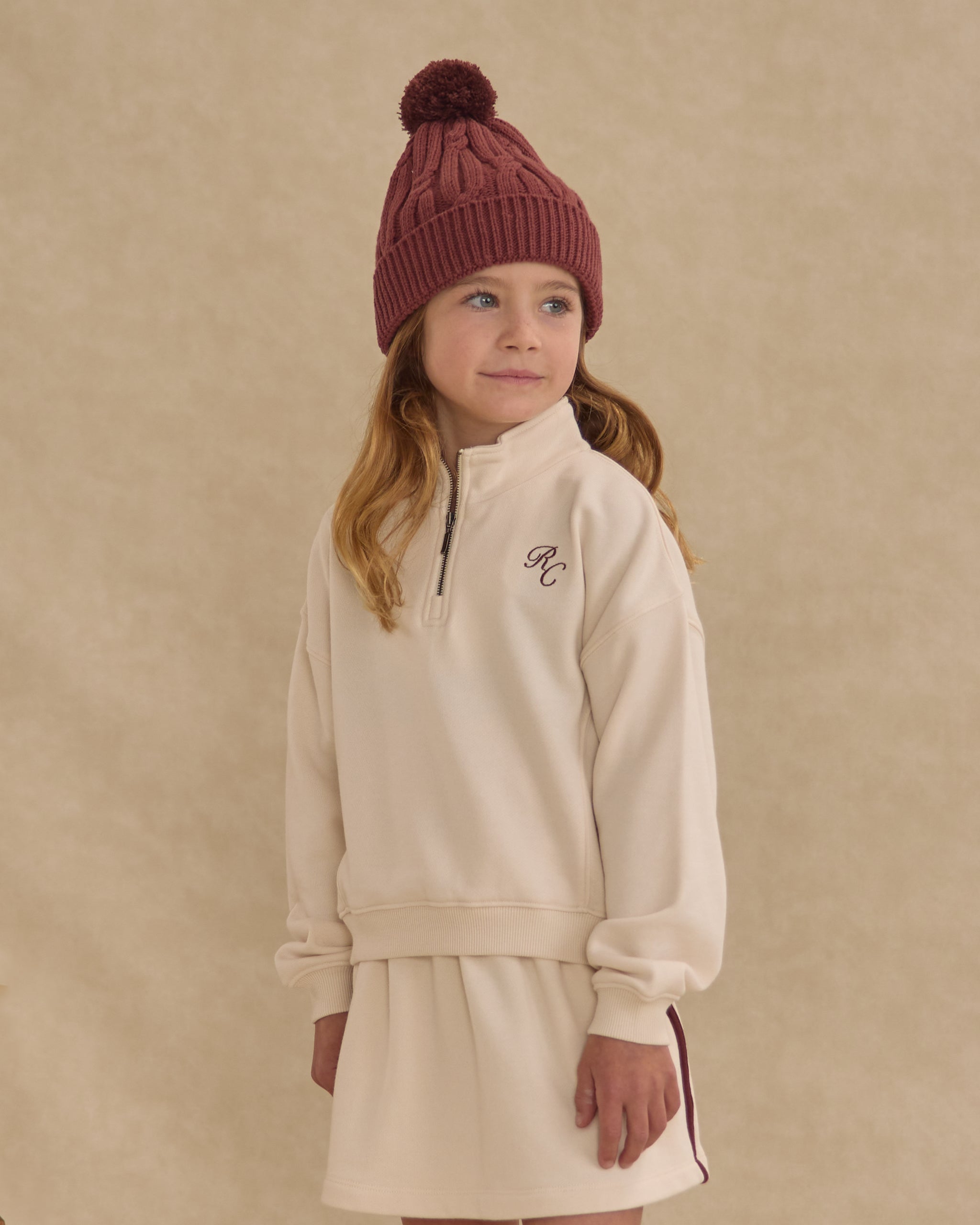 Half Zip Sweatshirt || Natural