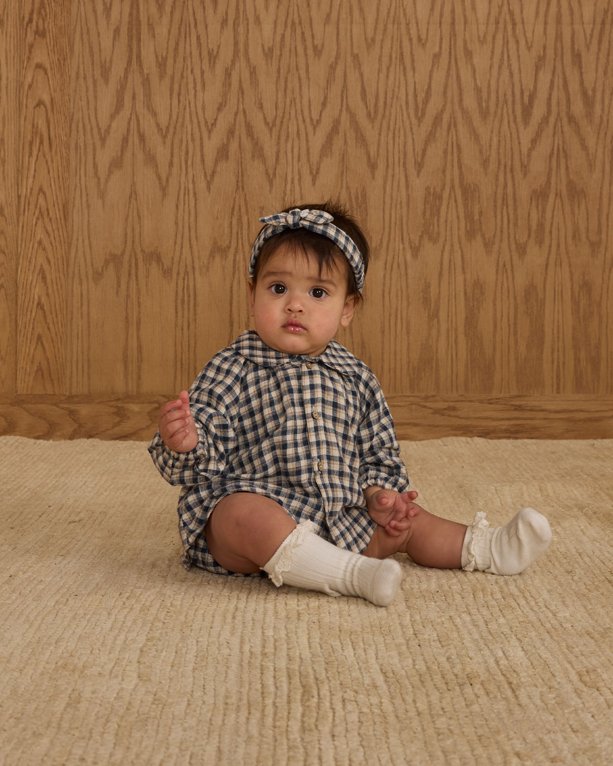 Baby Bow Headband | Navy Check