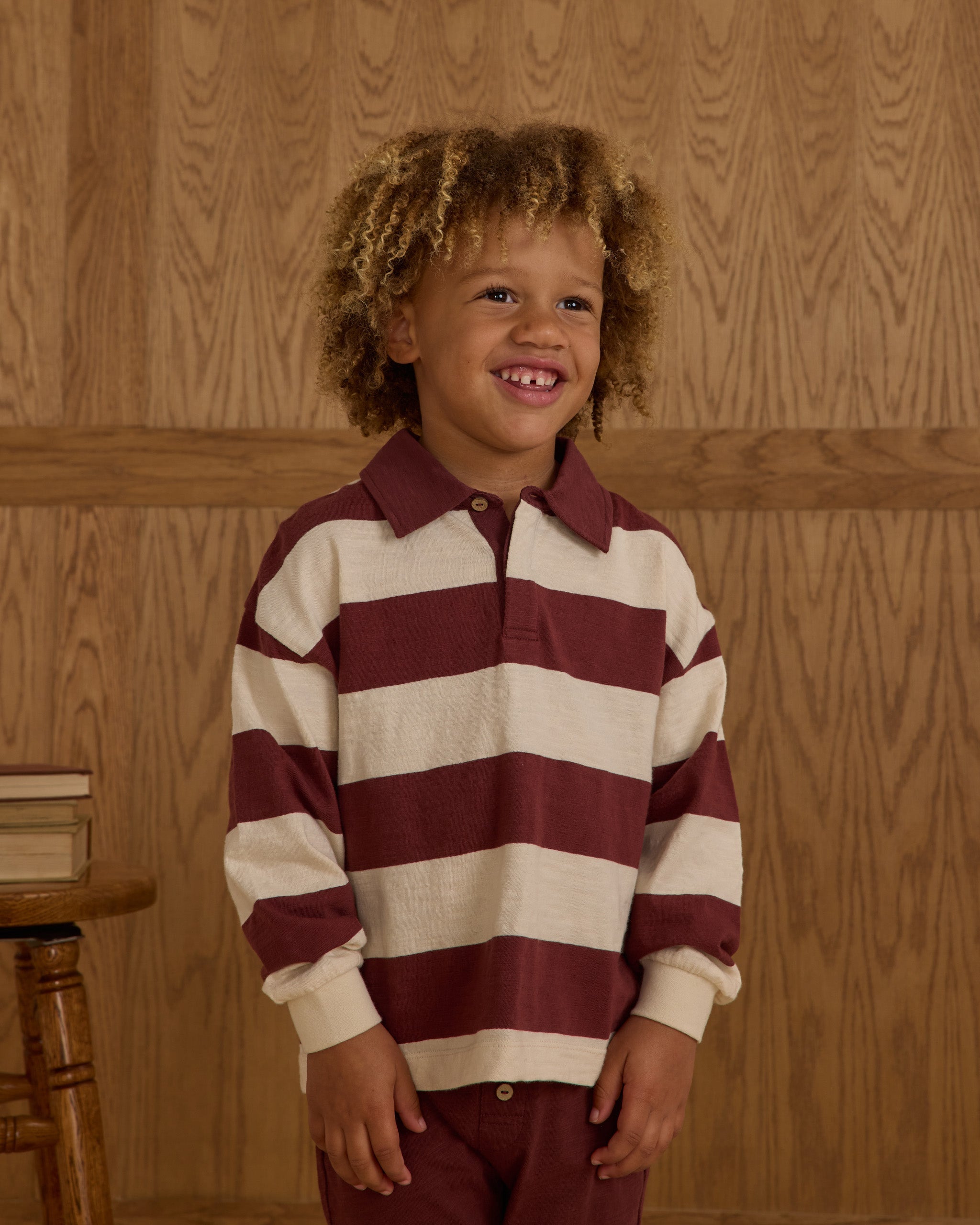 Rugby Polo || Burgundy Stripe
