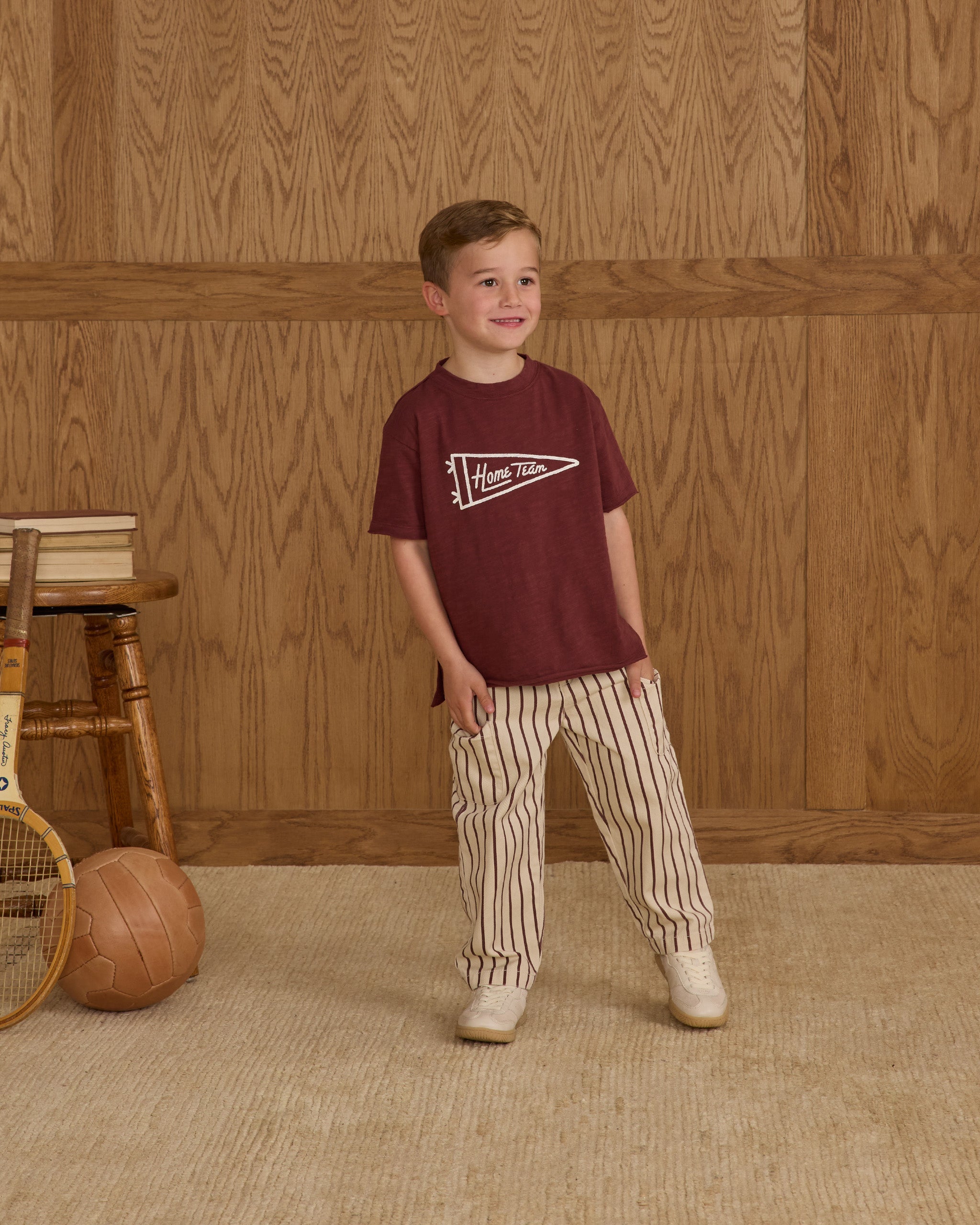 Pantalon cargo décontracté || Rayures bordeaux