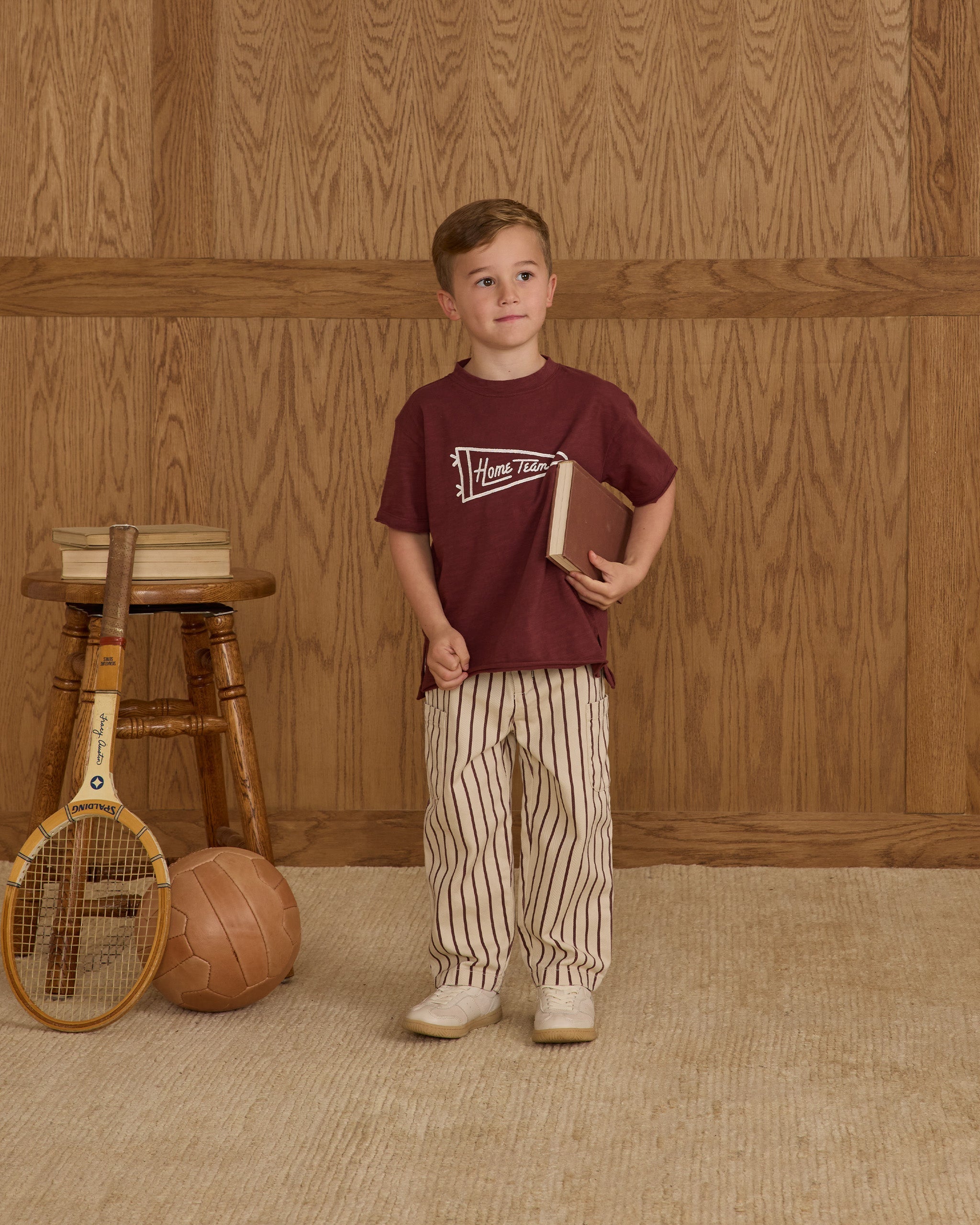 Pantalon cargo décontracté || Rayures bordeaux