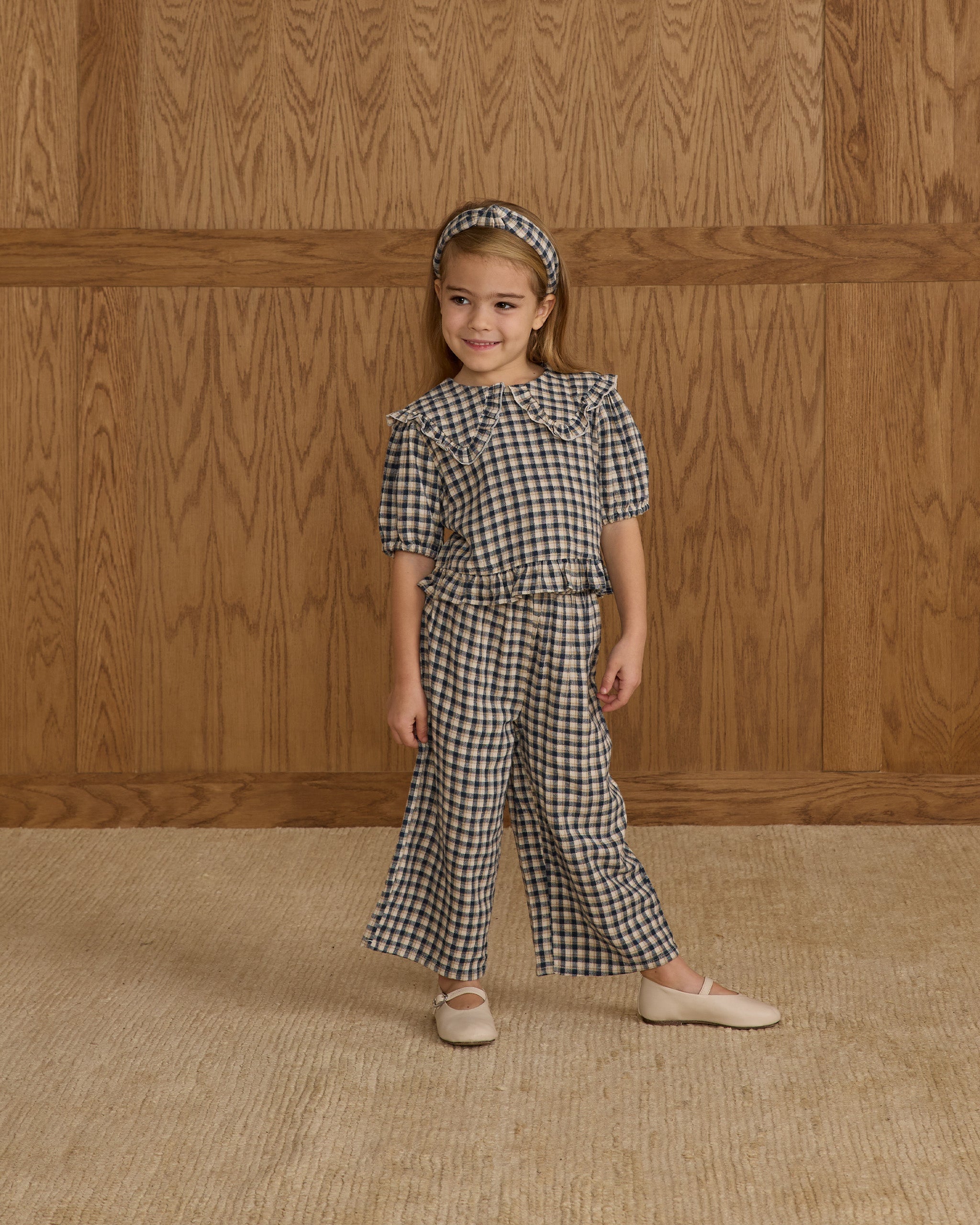 Wide Leg Pant || Navy Check
