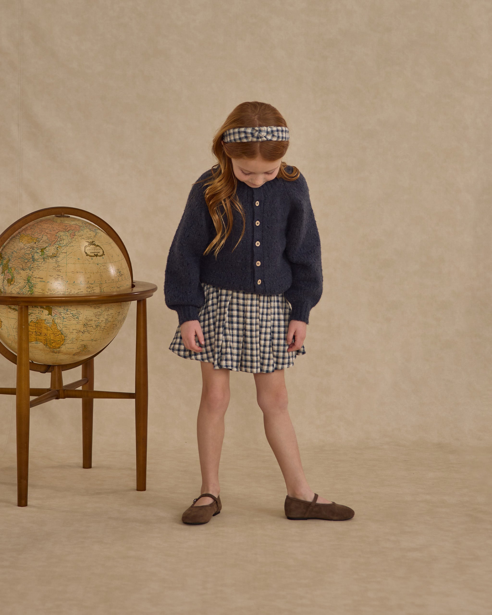 Pleated Mini Skirt || Navy Check
