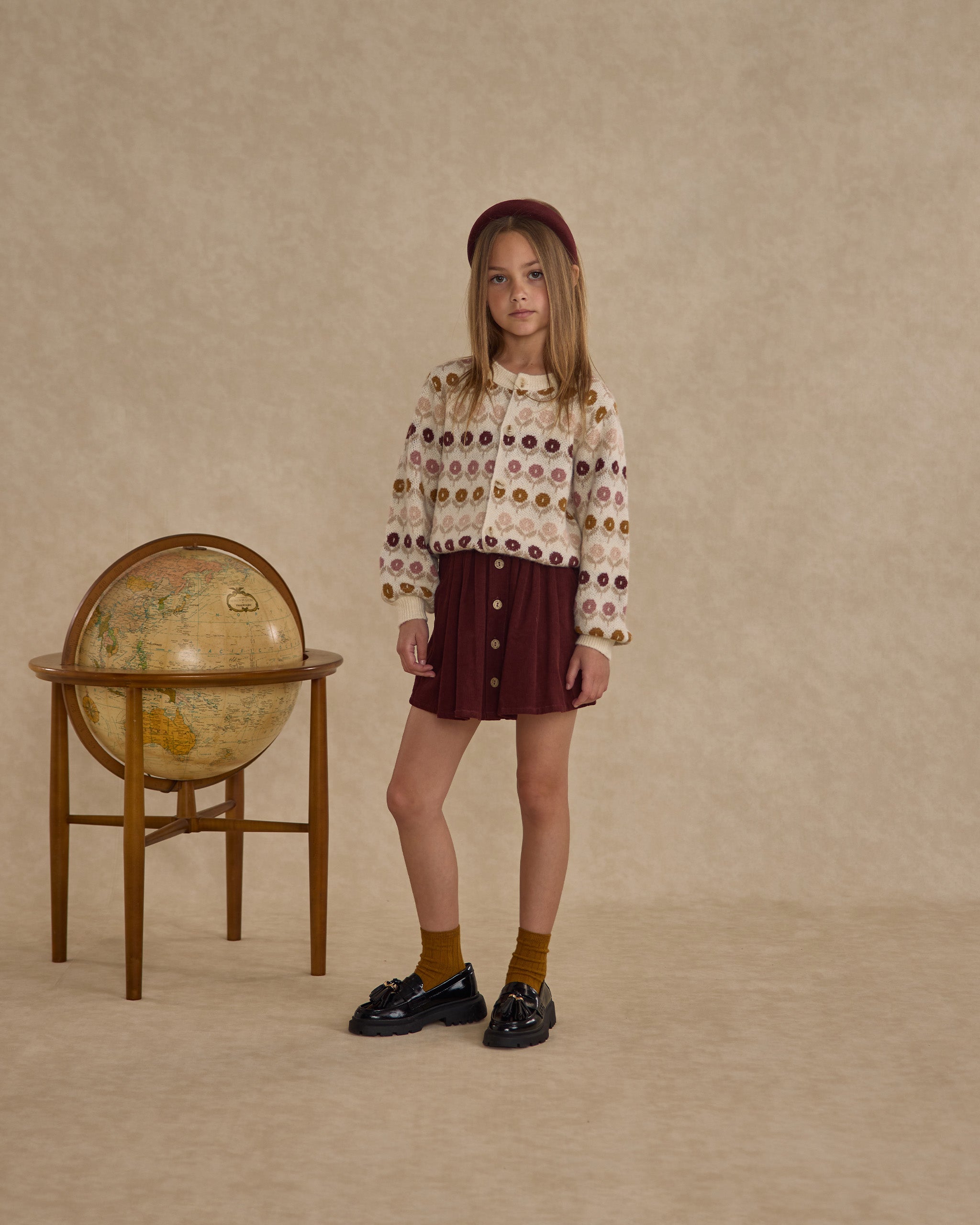 Button Front Mini Skirt || Burgundy