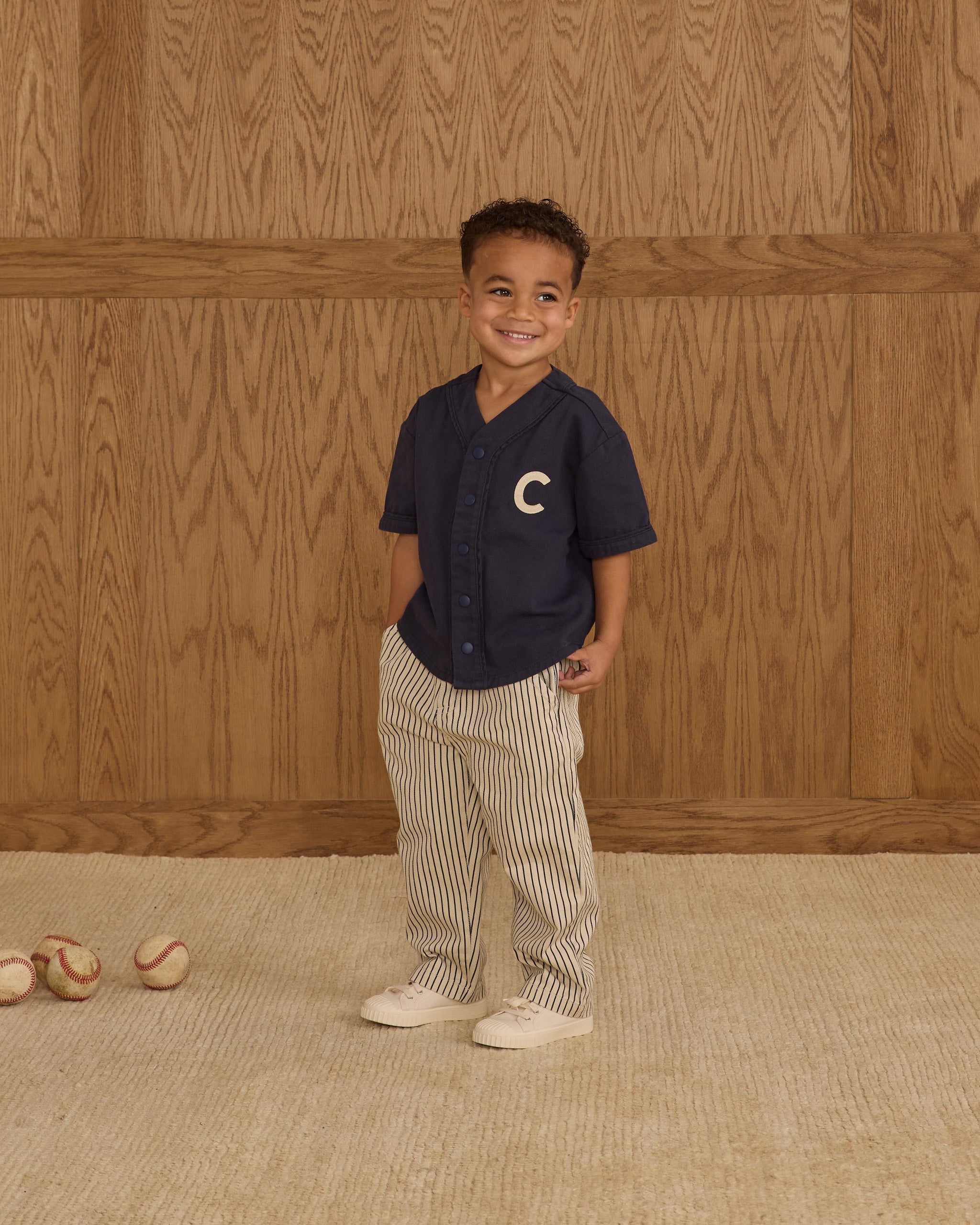 T-shirt de baseball || Bleu marine