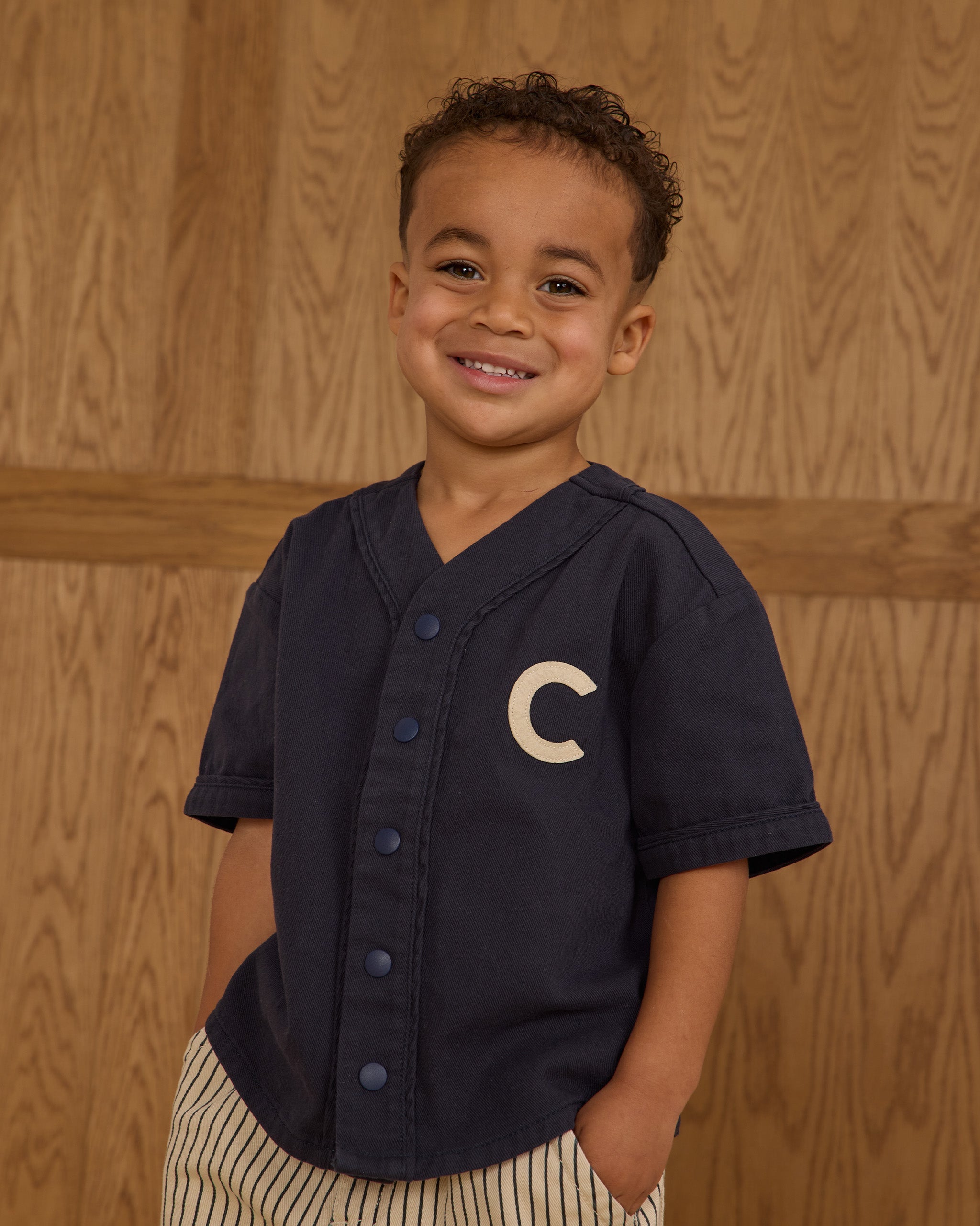 T-shirt de baseball || Bleu marine