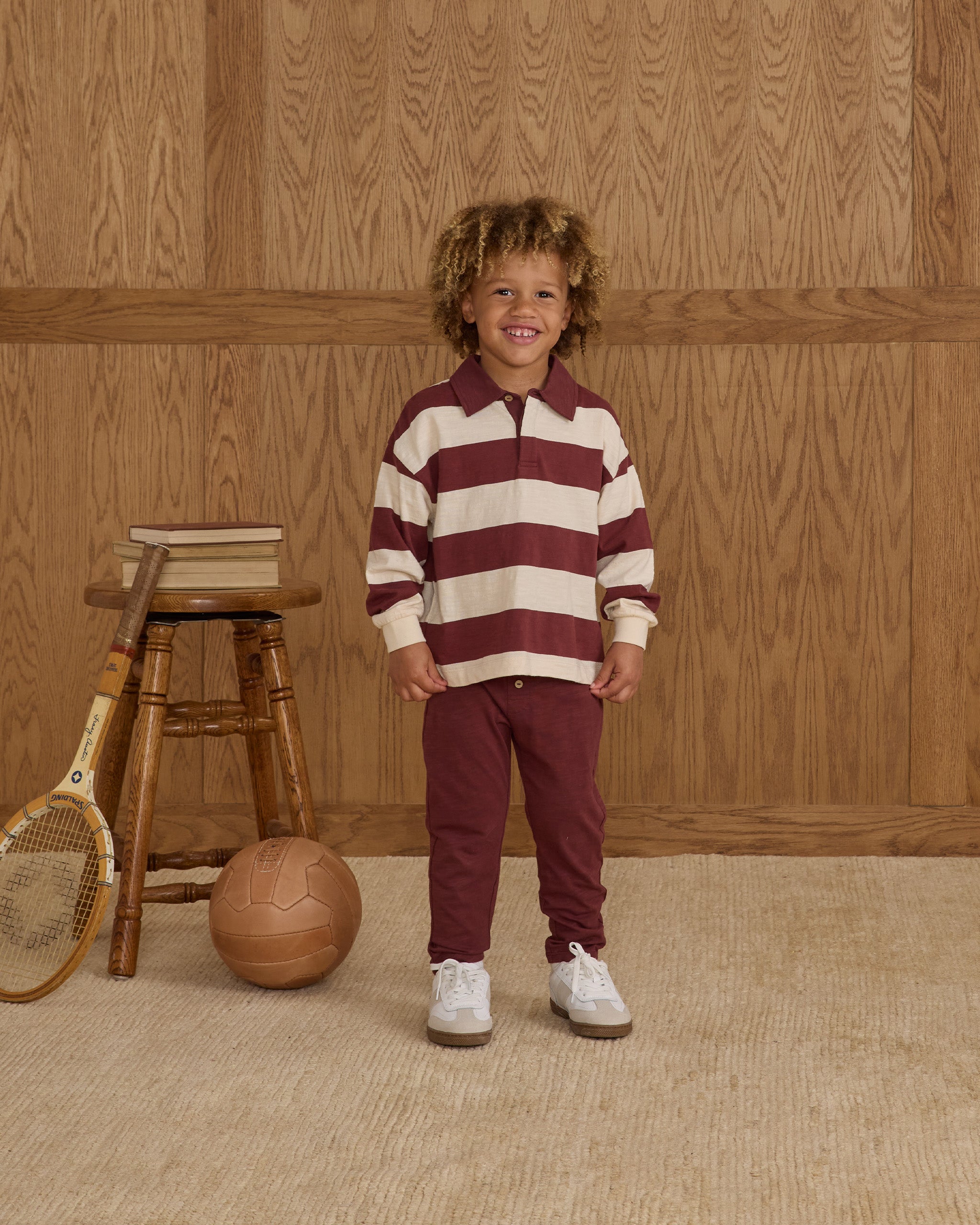 Rugby Polo || Burgundy Stripe