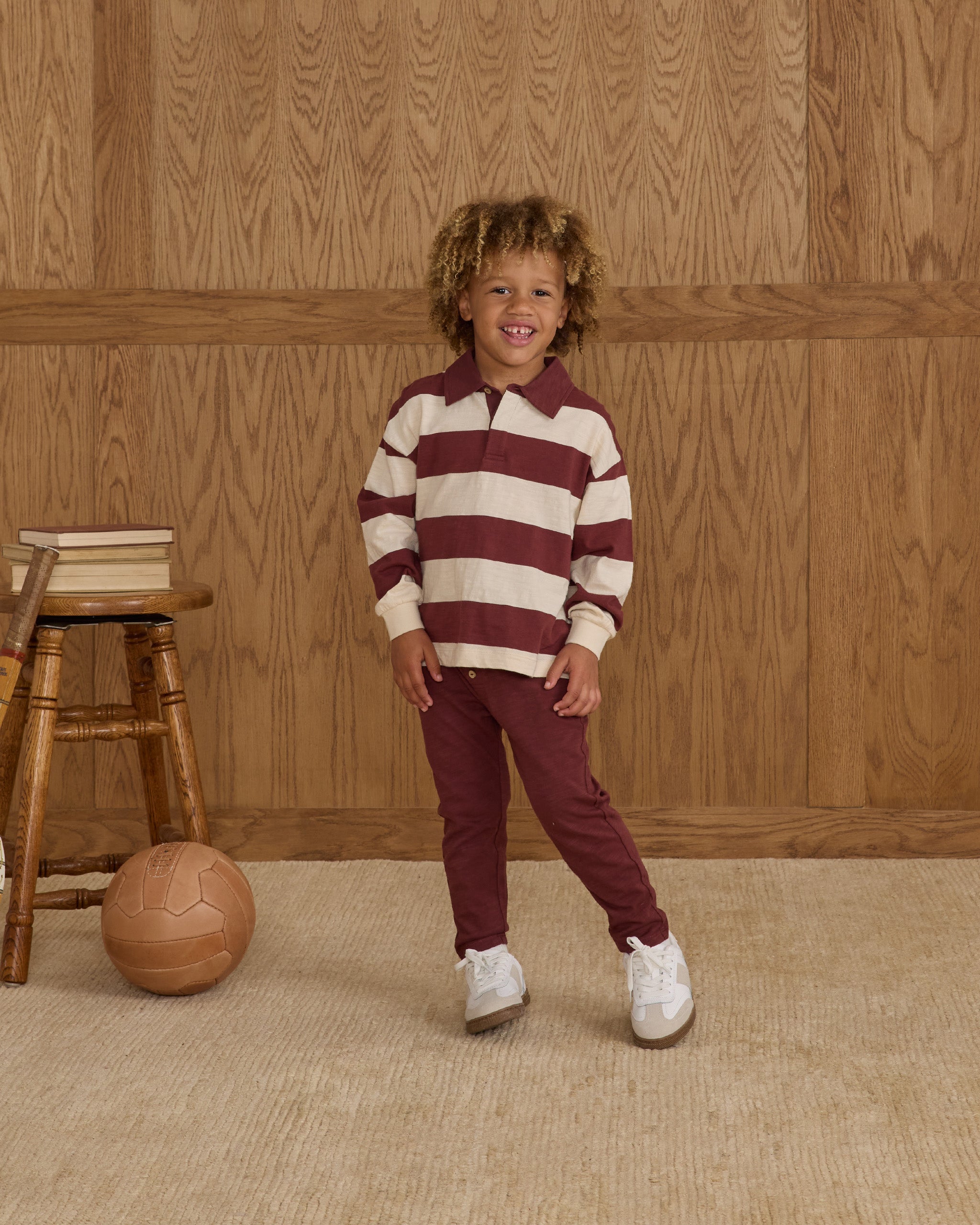 Rugby Polo || Burgundy Stripe