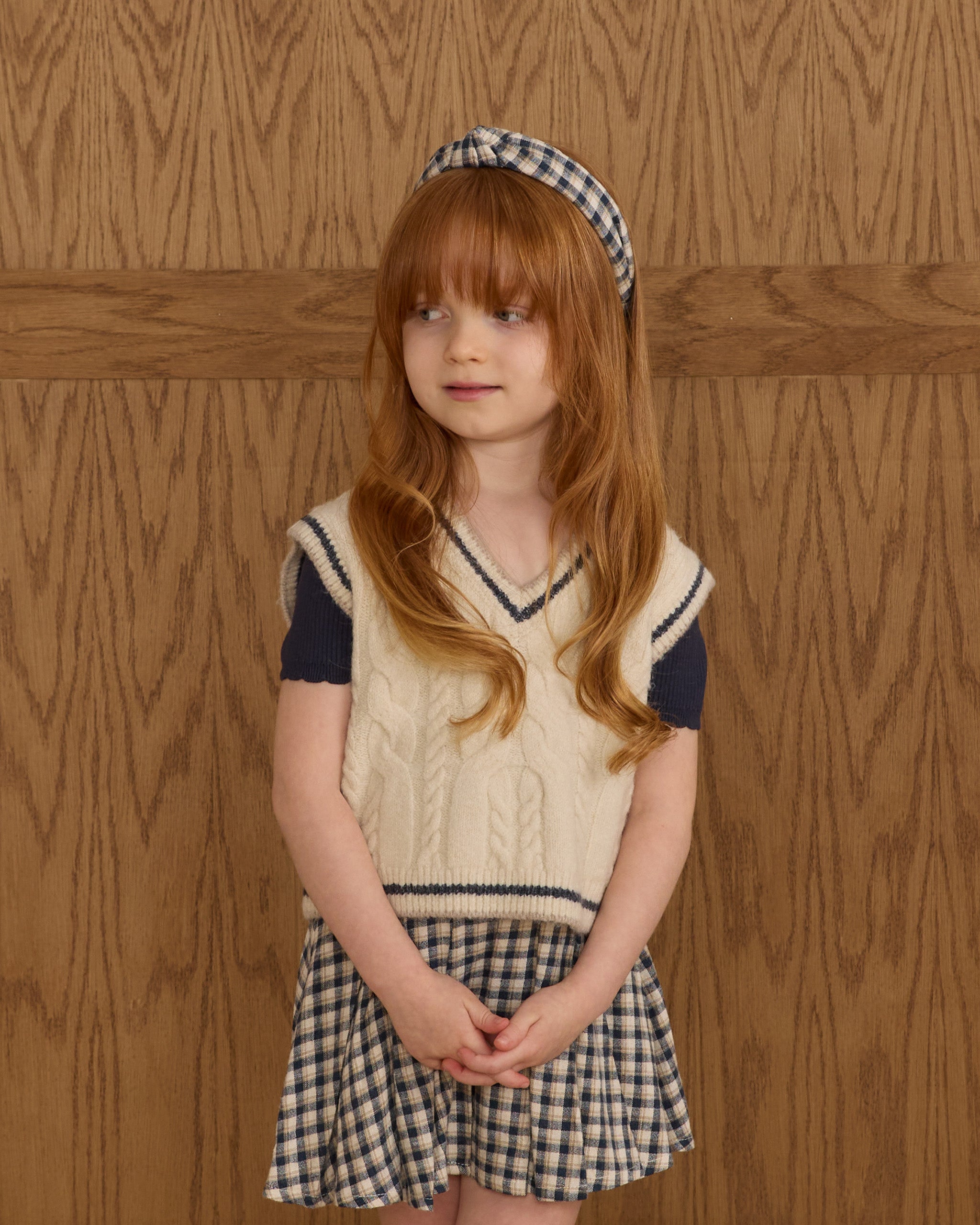 Knotted Headband | Navy Check