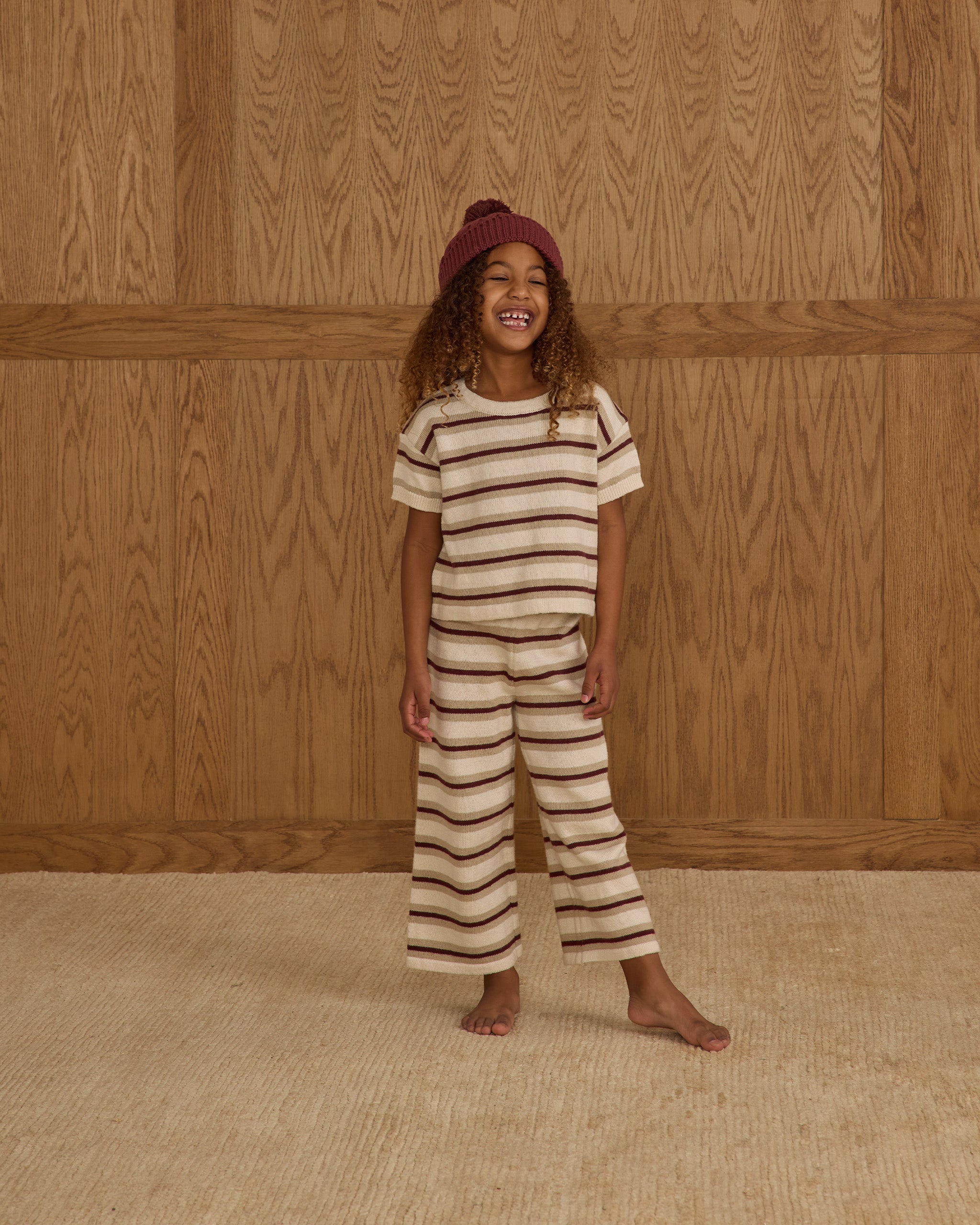 Knit Wide Leg Pant || Autumn Stripe