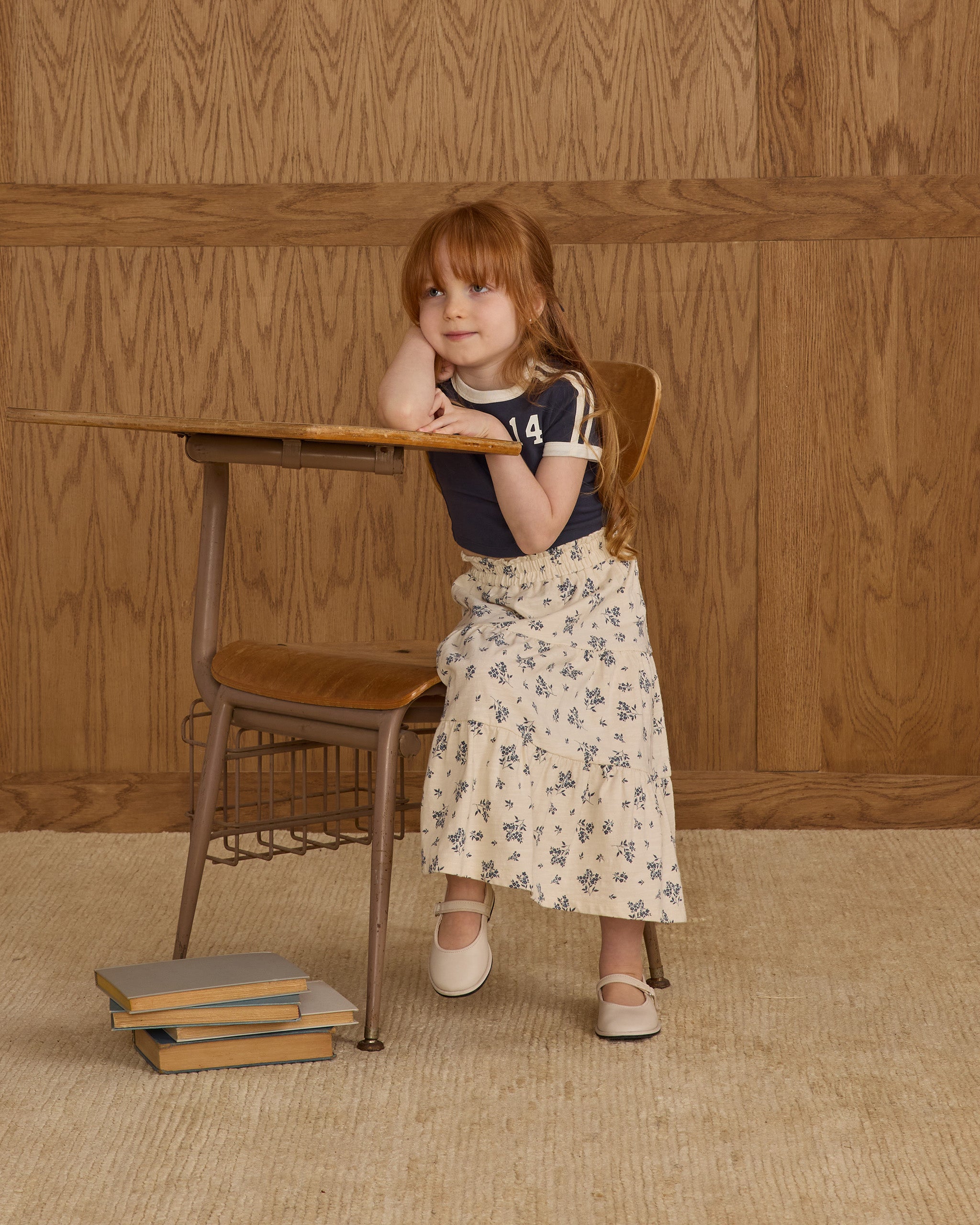 Ruffle Tiered Midi Skirt || Blue Floral – Rylee Cru Canada