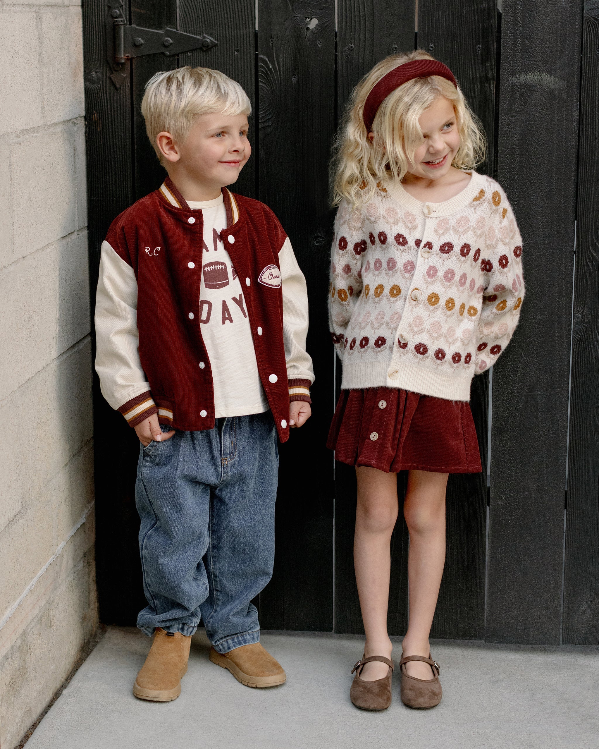 Button Front Mini Skirt || Burgundy