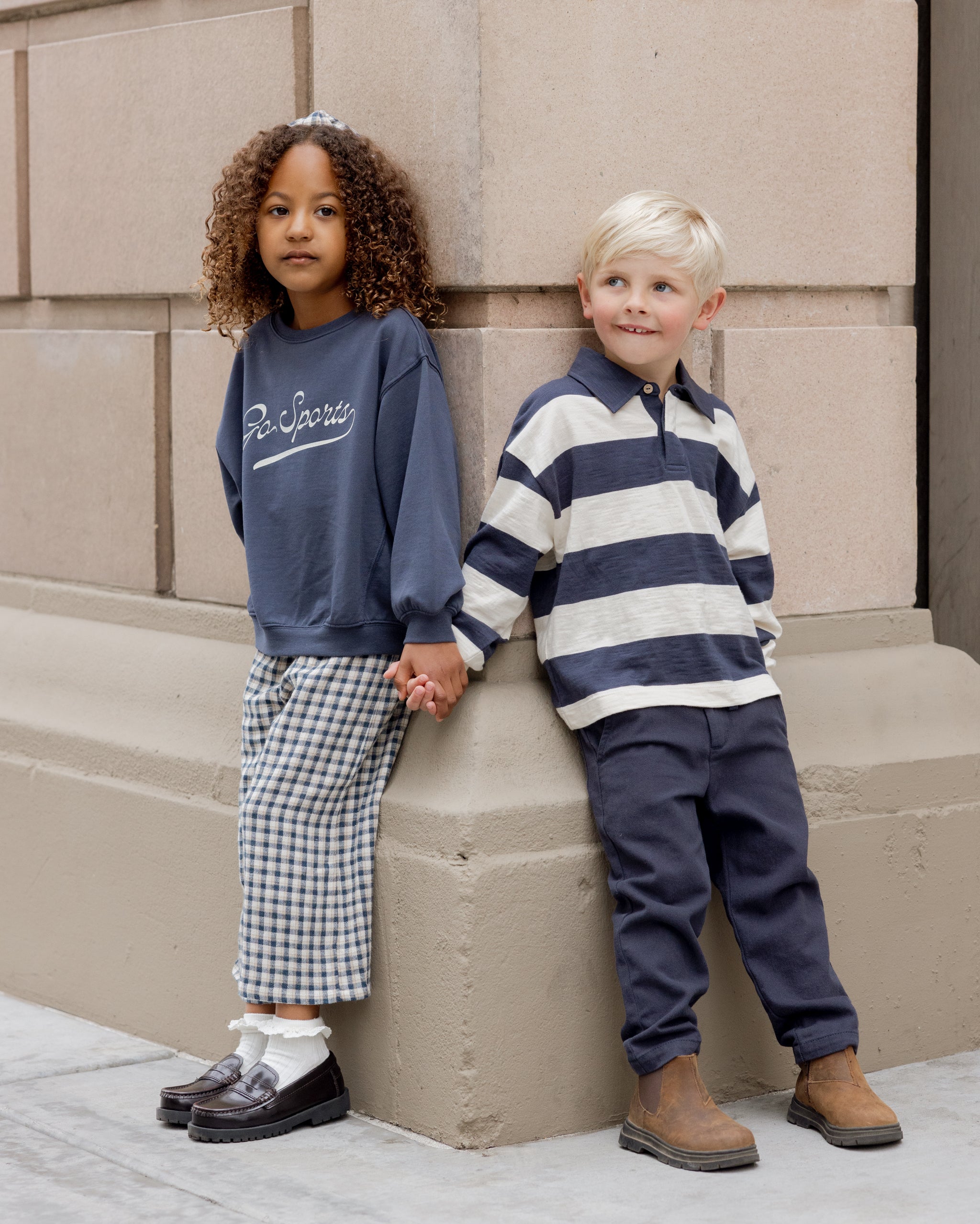 Wide Leg Pant || Navy Check