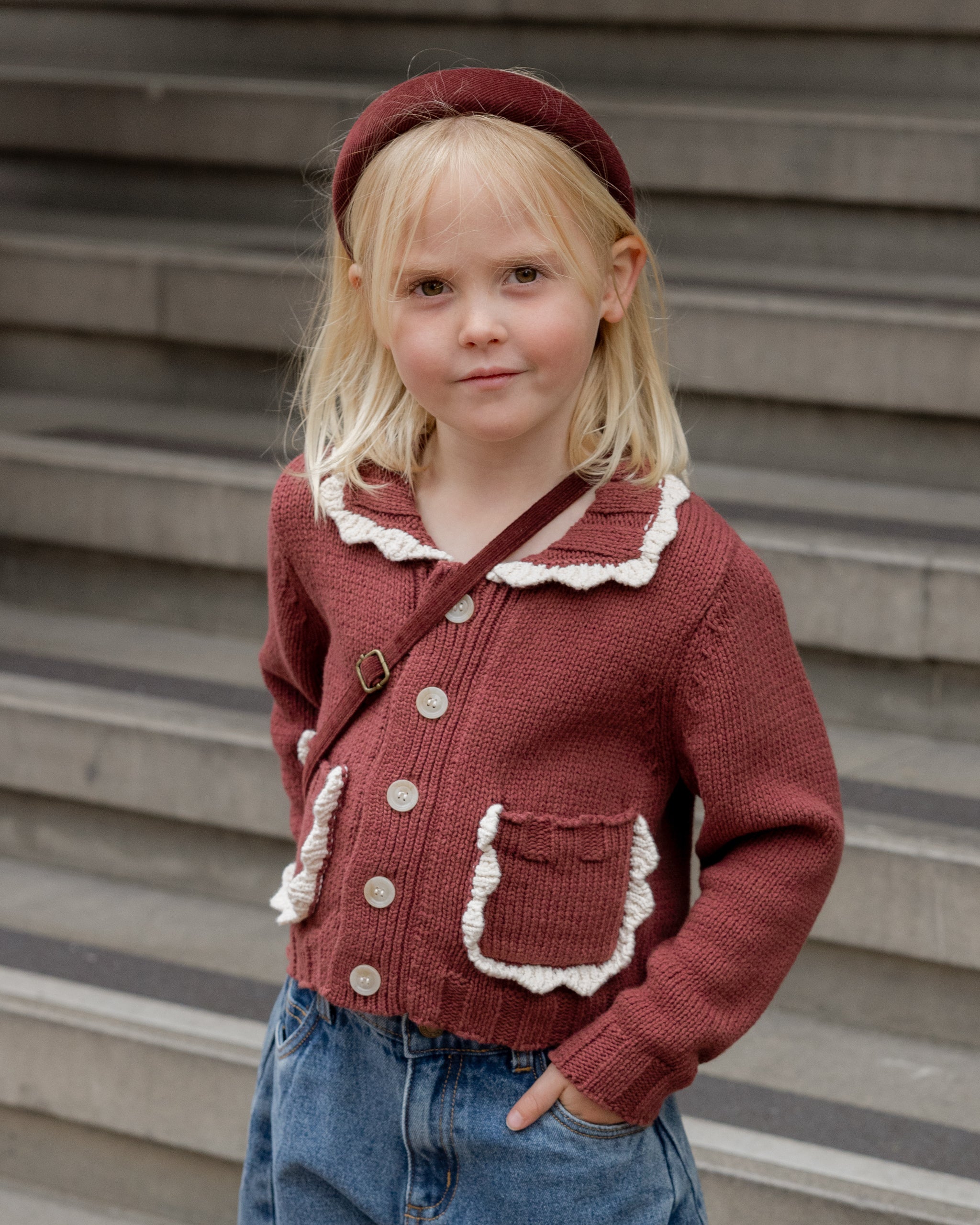 Cardigan à col || Bordeaux