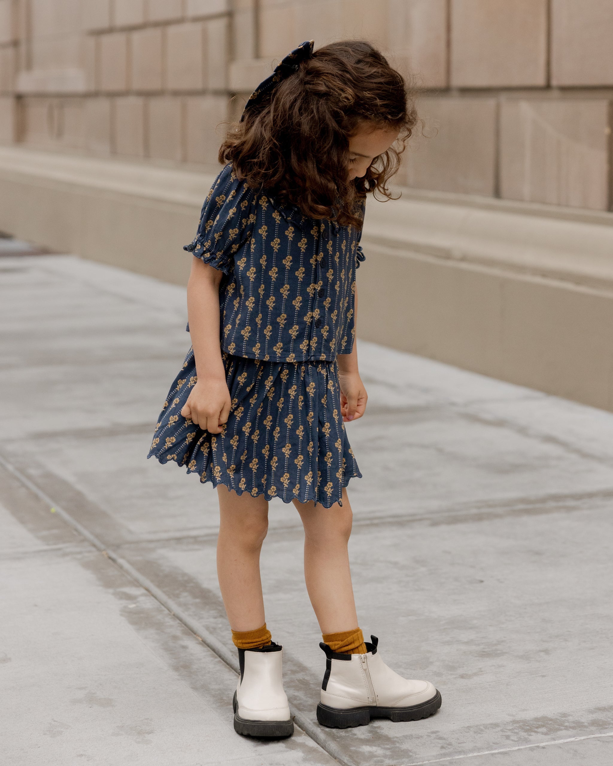 Smocked V Mini Skirt || Vintage Bloom