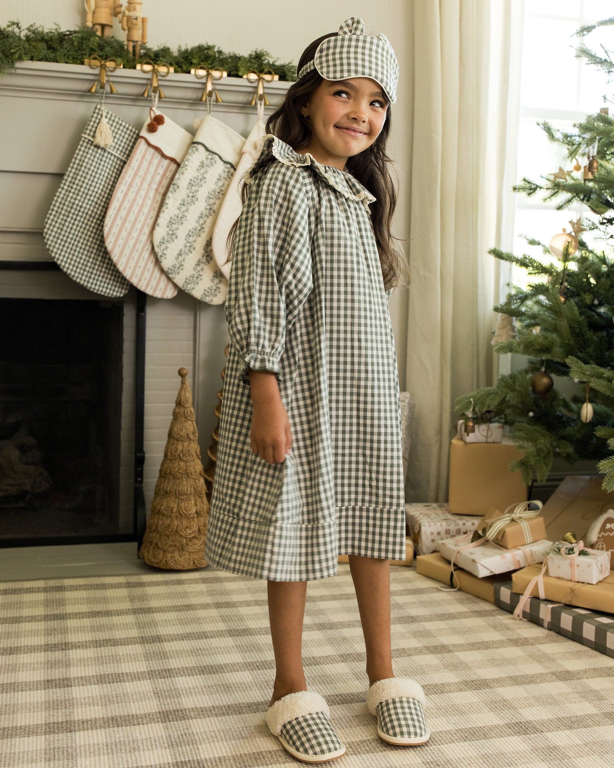 Girl's Nightgown || Evergreen Gingham
