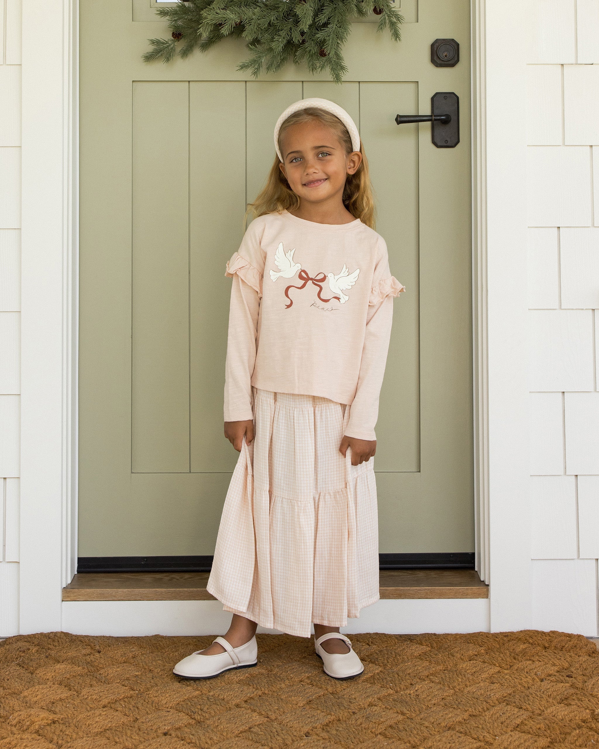 Tiered Midi Skirt || Petal Gingham – Rylee Cru Canada