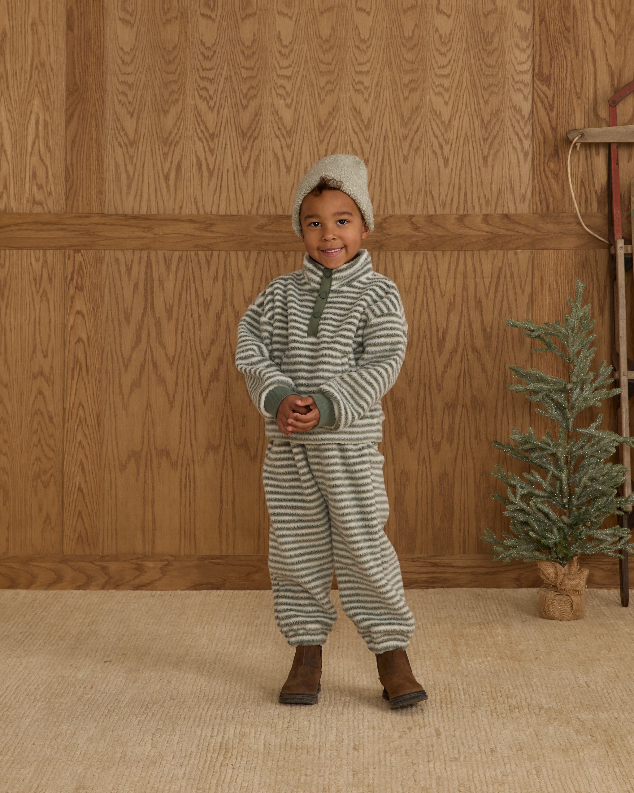 Relaxed Sweatpant || Evergreen Stripe