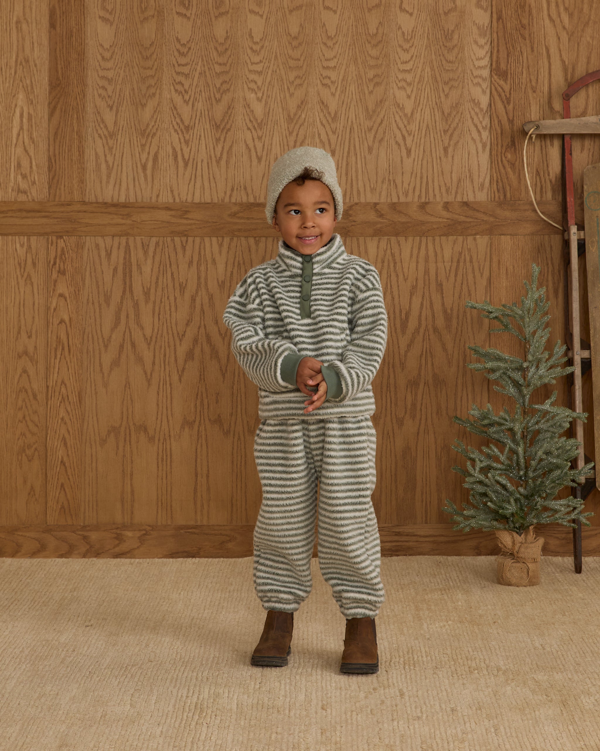 Snap Pullover || Evergreen Stripe