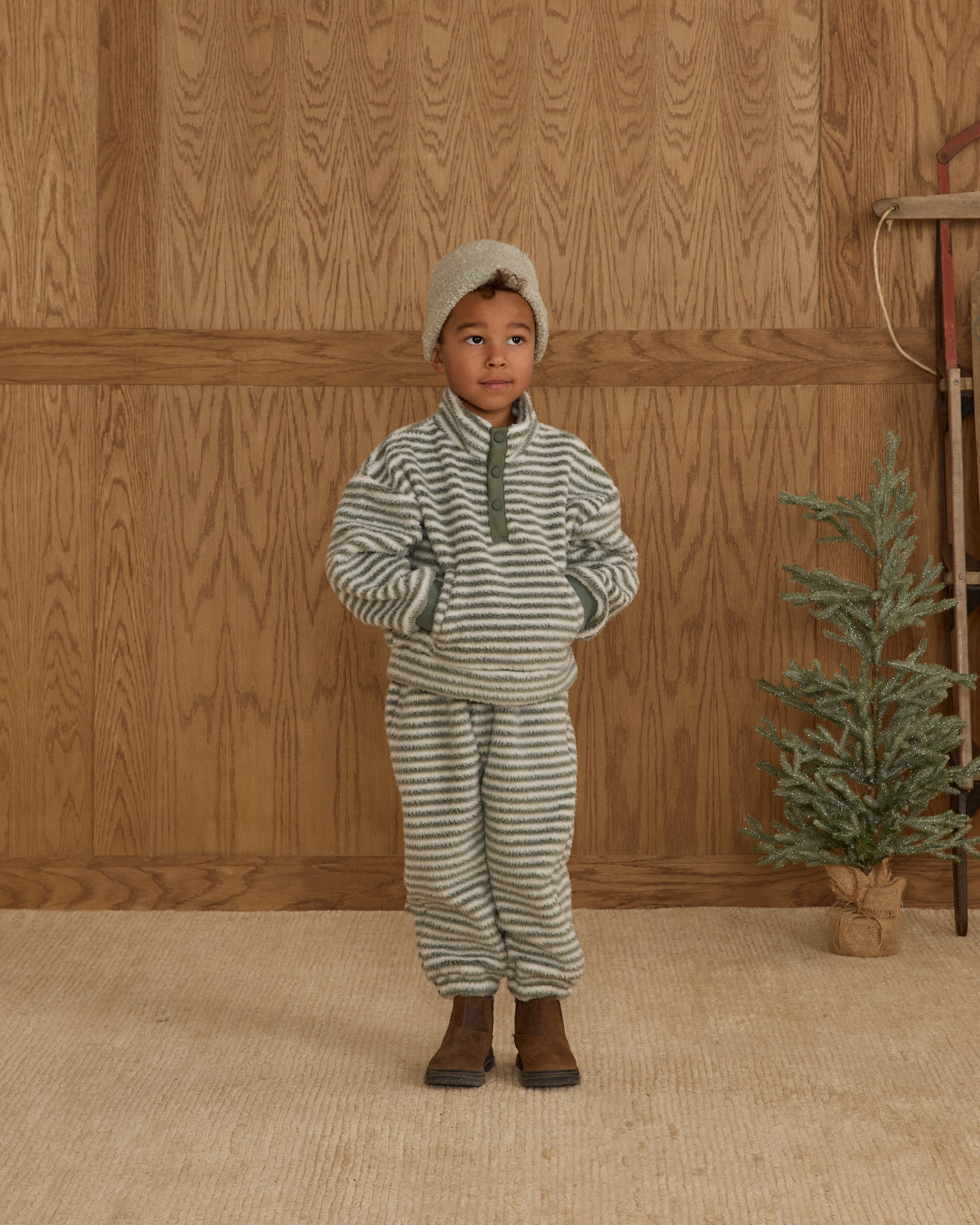 Snap Pullover || Evergreen Stripe
