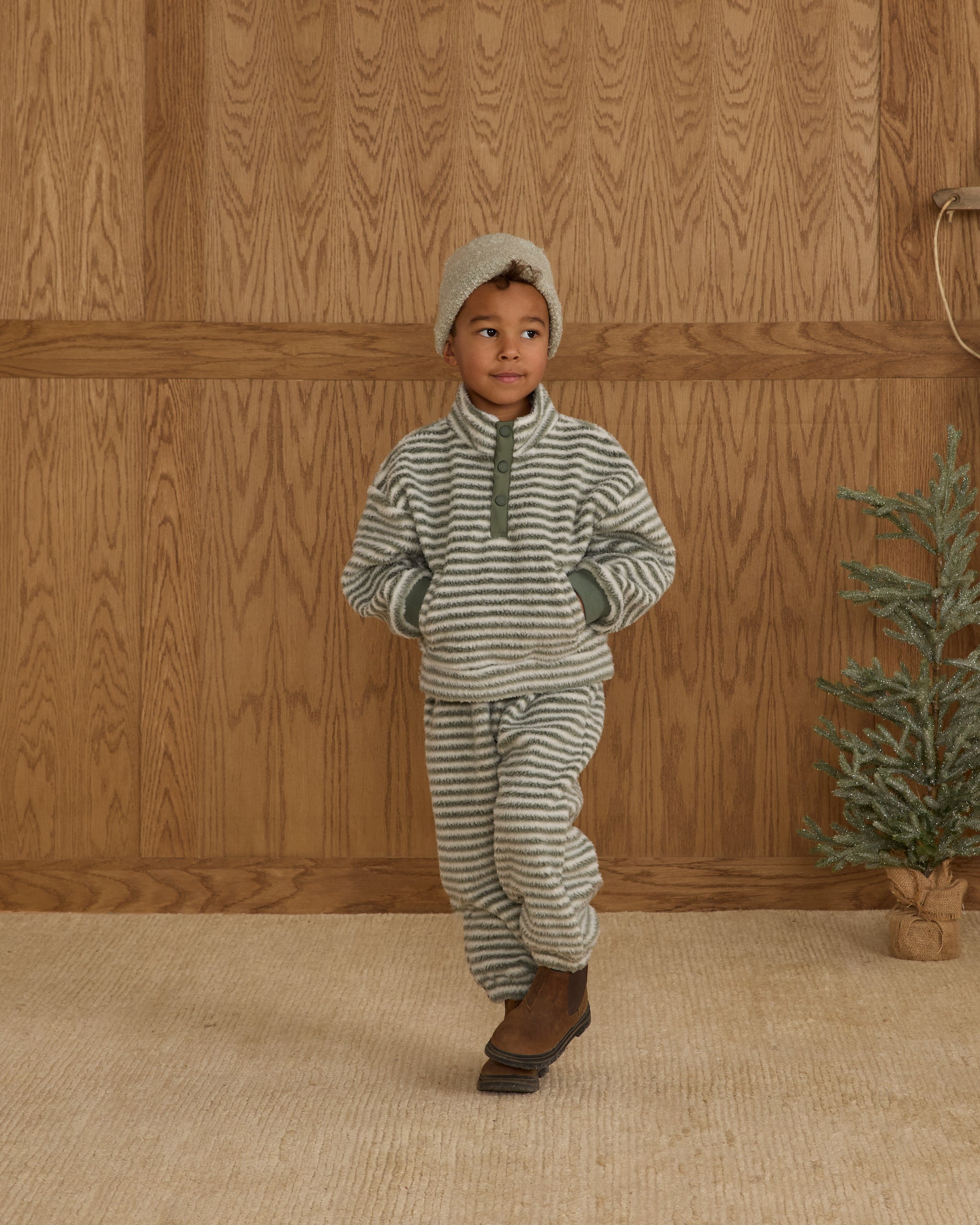 Relaxed Sweatpant || Evergreen Stripe
