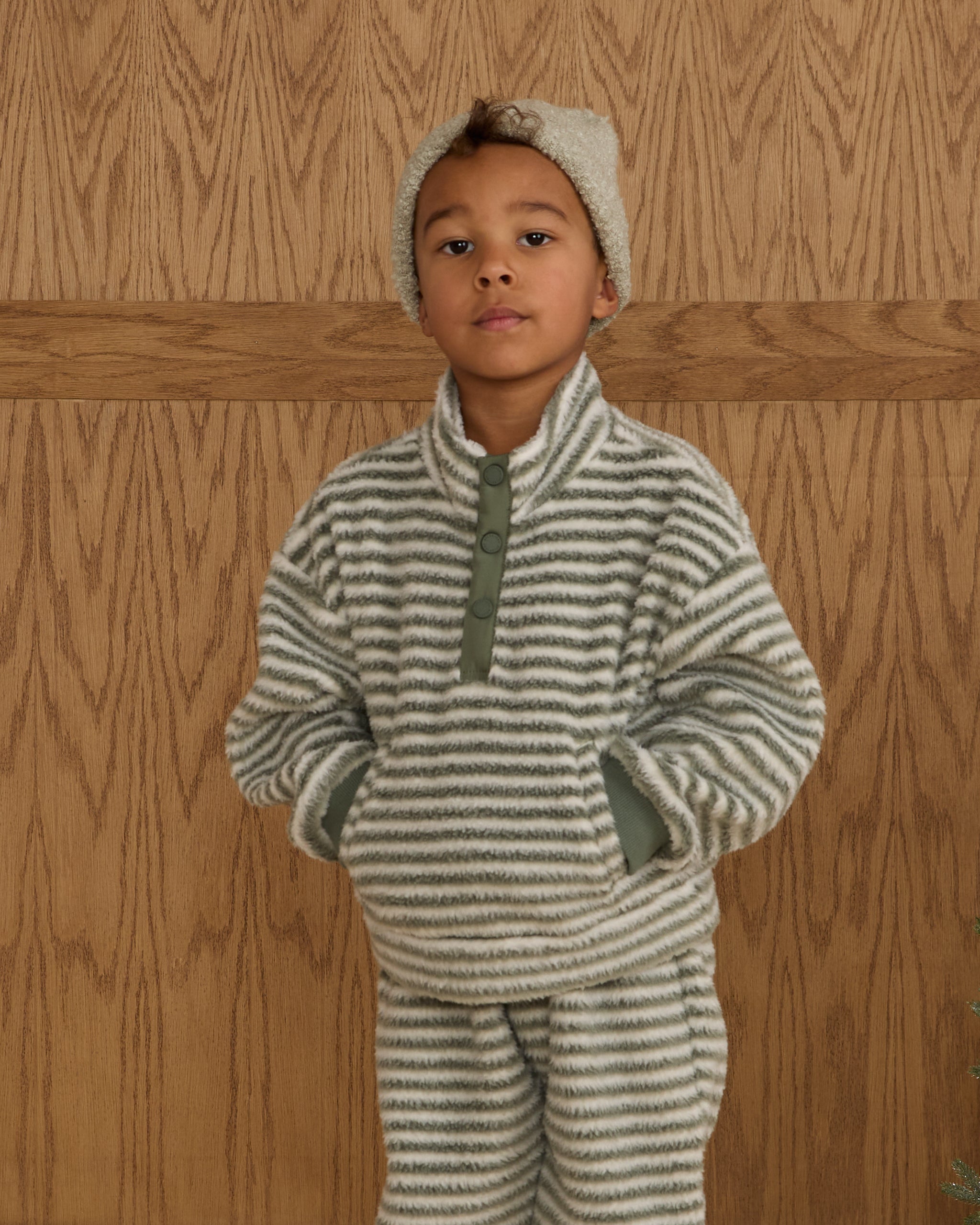 Snap Pullover || Evergreen Stripe