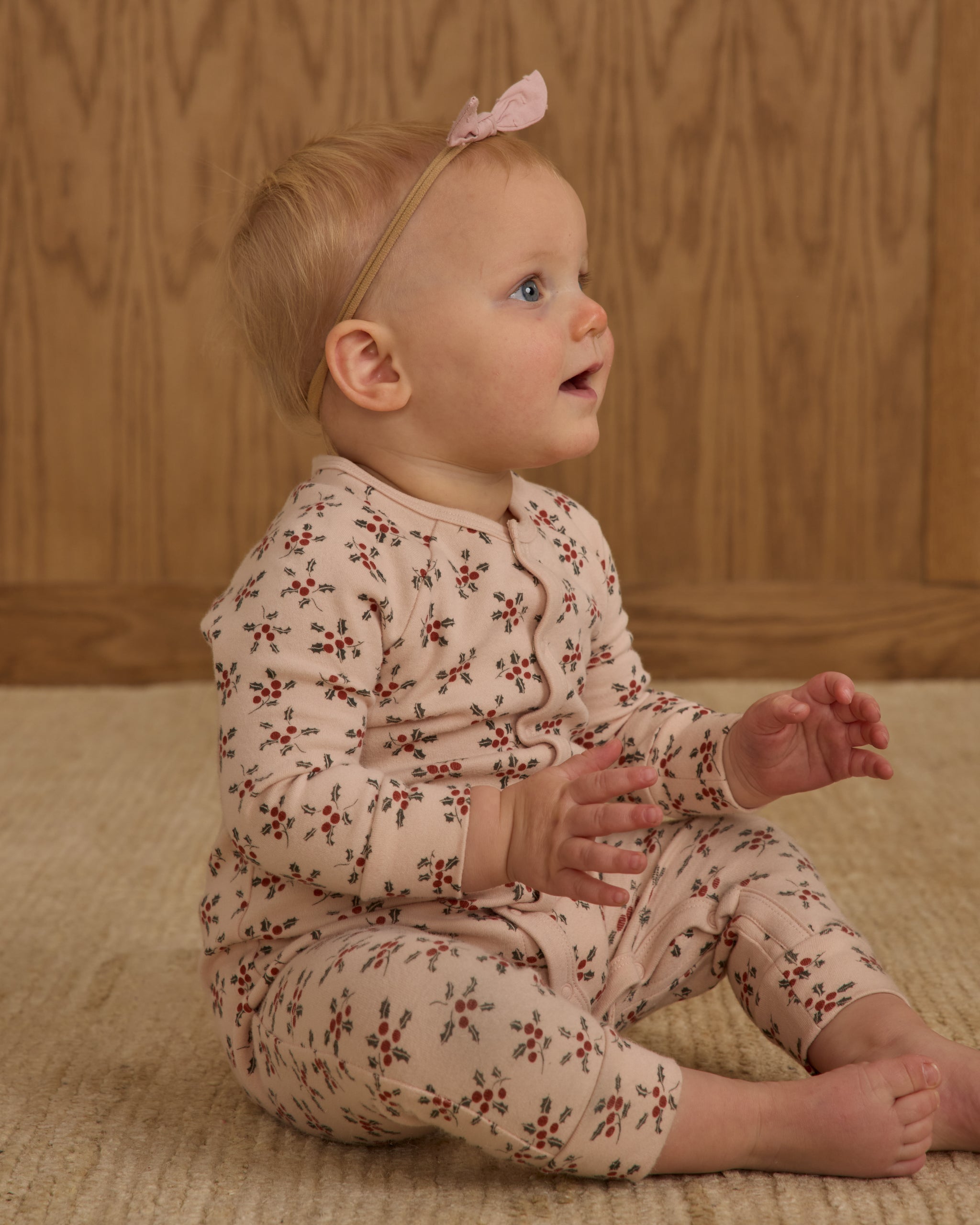 Organic Long John Pajamas || Holly Berry