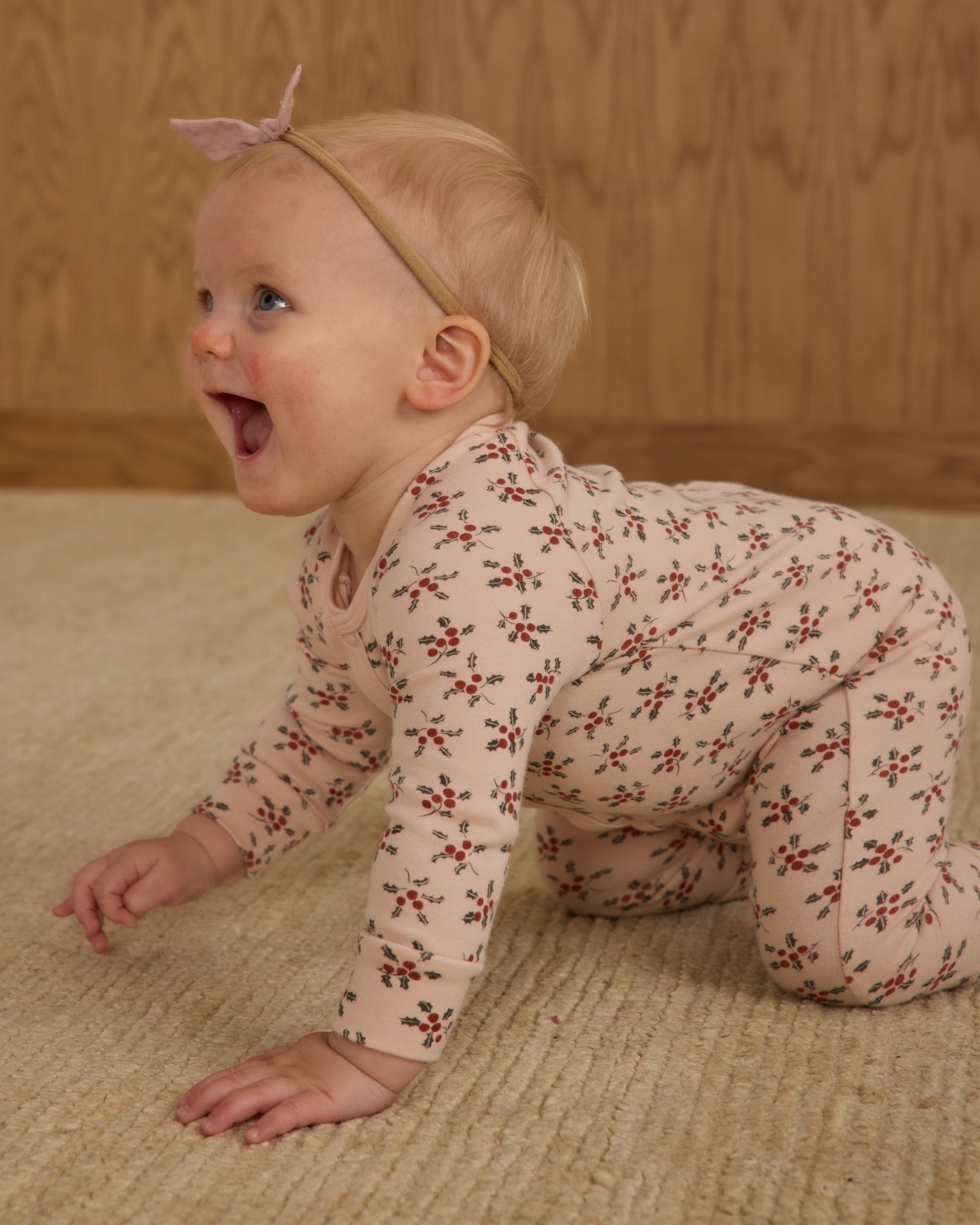 Organic Long John Pajamas || Holly Berry