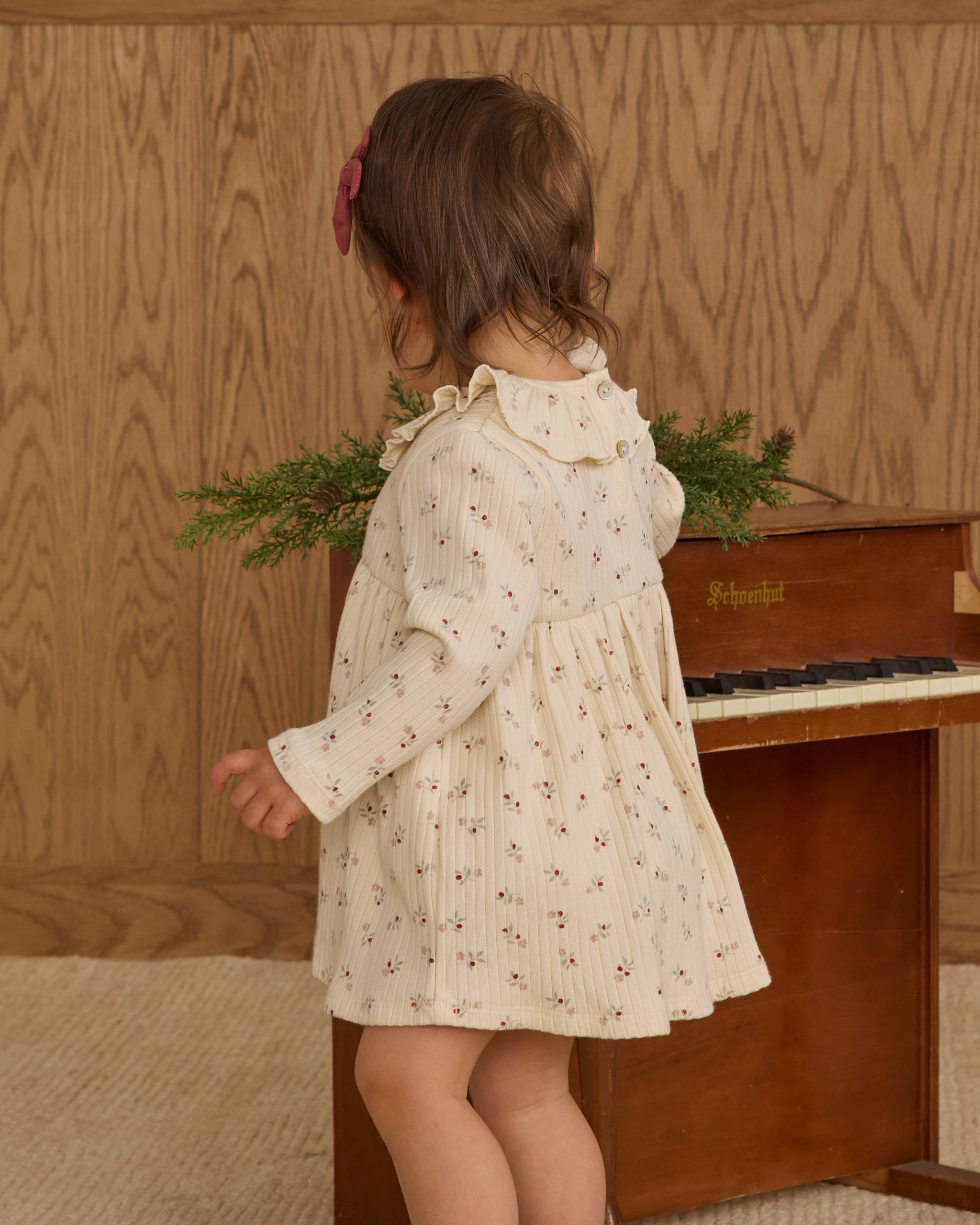 Ruffle Collar Dress || Natural Ditsy