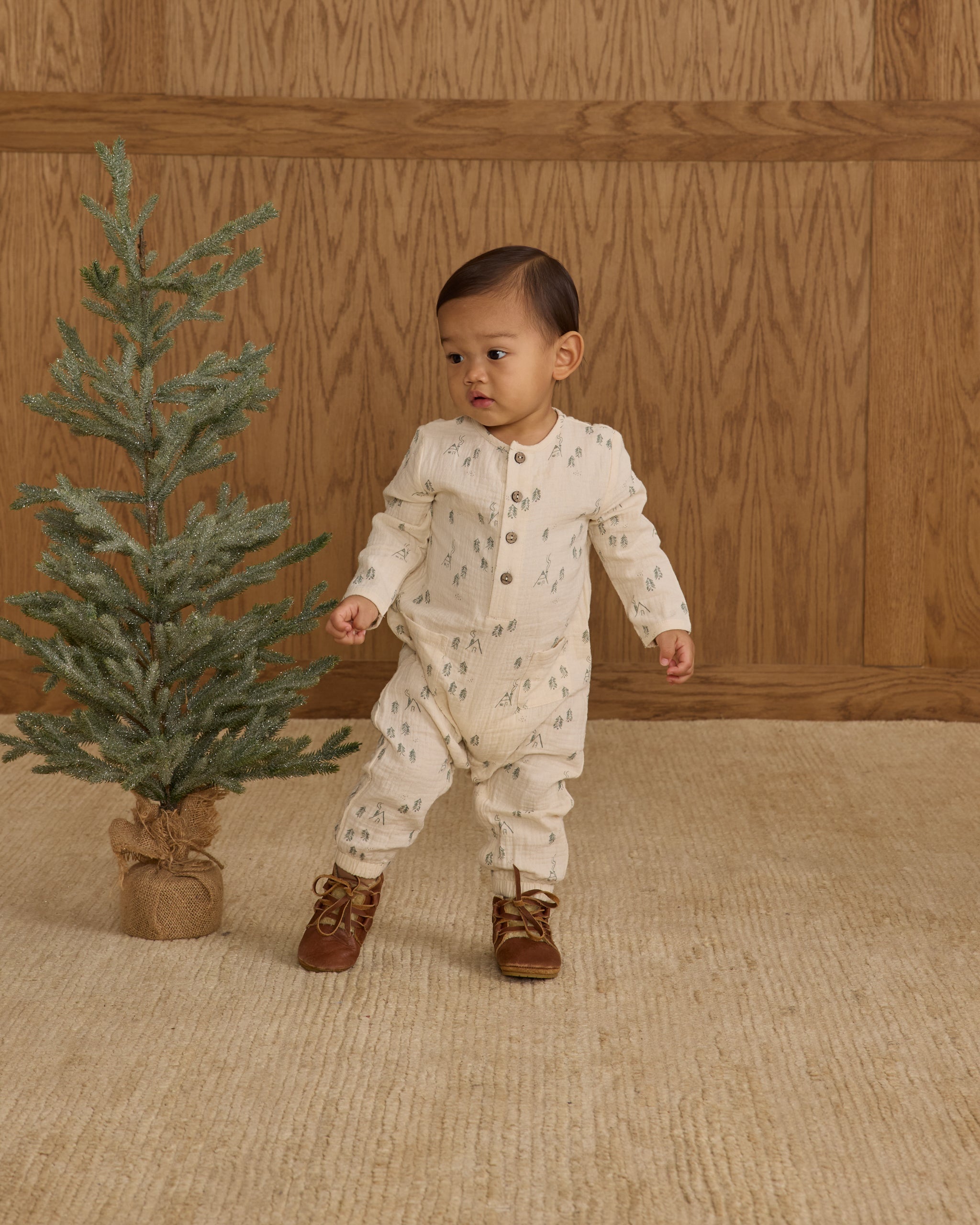 Long Sleeve Woven Jumpsuit || Woods