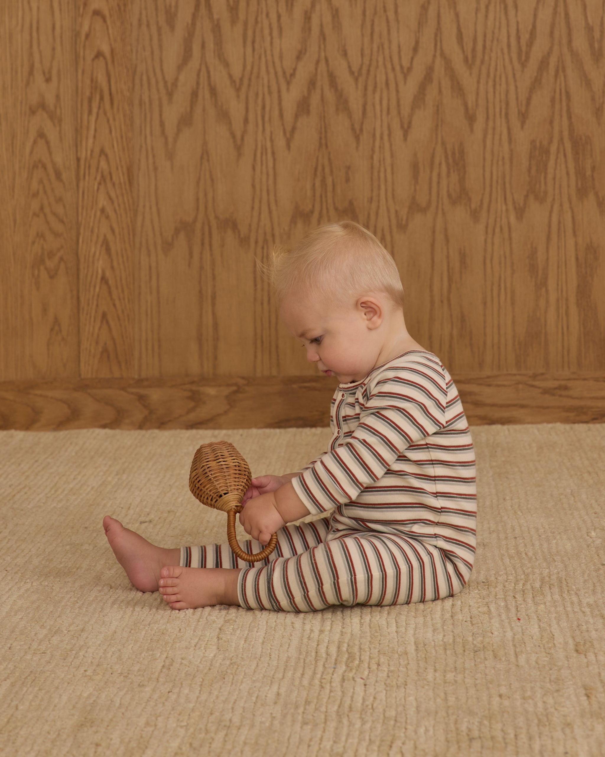 Organic Long John Pajamas || Holiday Stripe